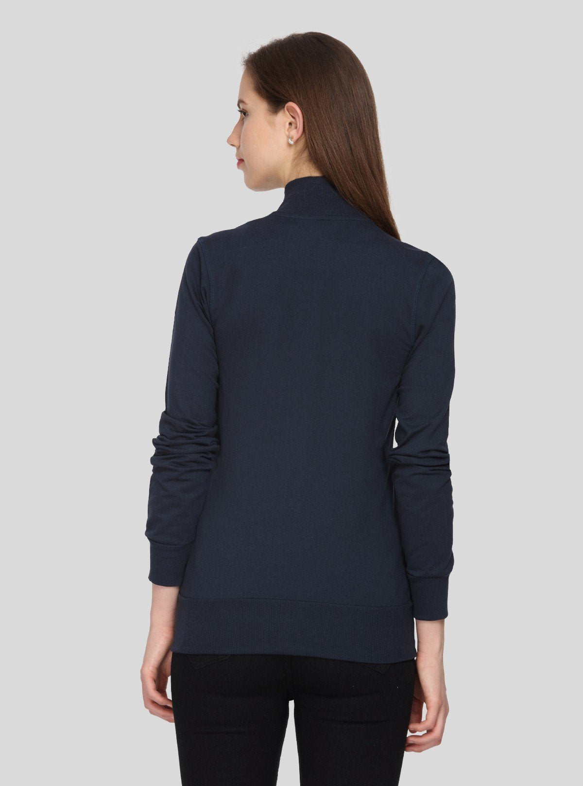 Women’s Blue Full Sleeve Cotton Fleece Zipper Sweatshirt by Boer & Fitch - Boer and Fitch
