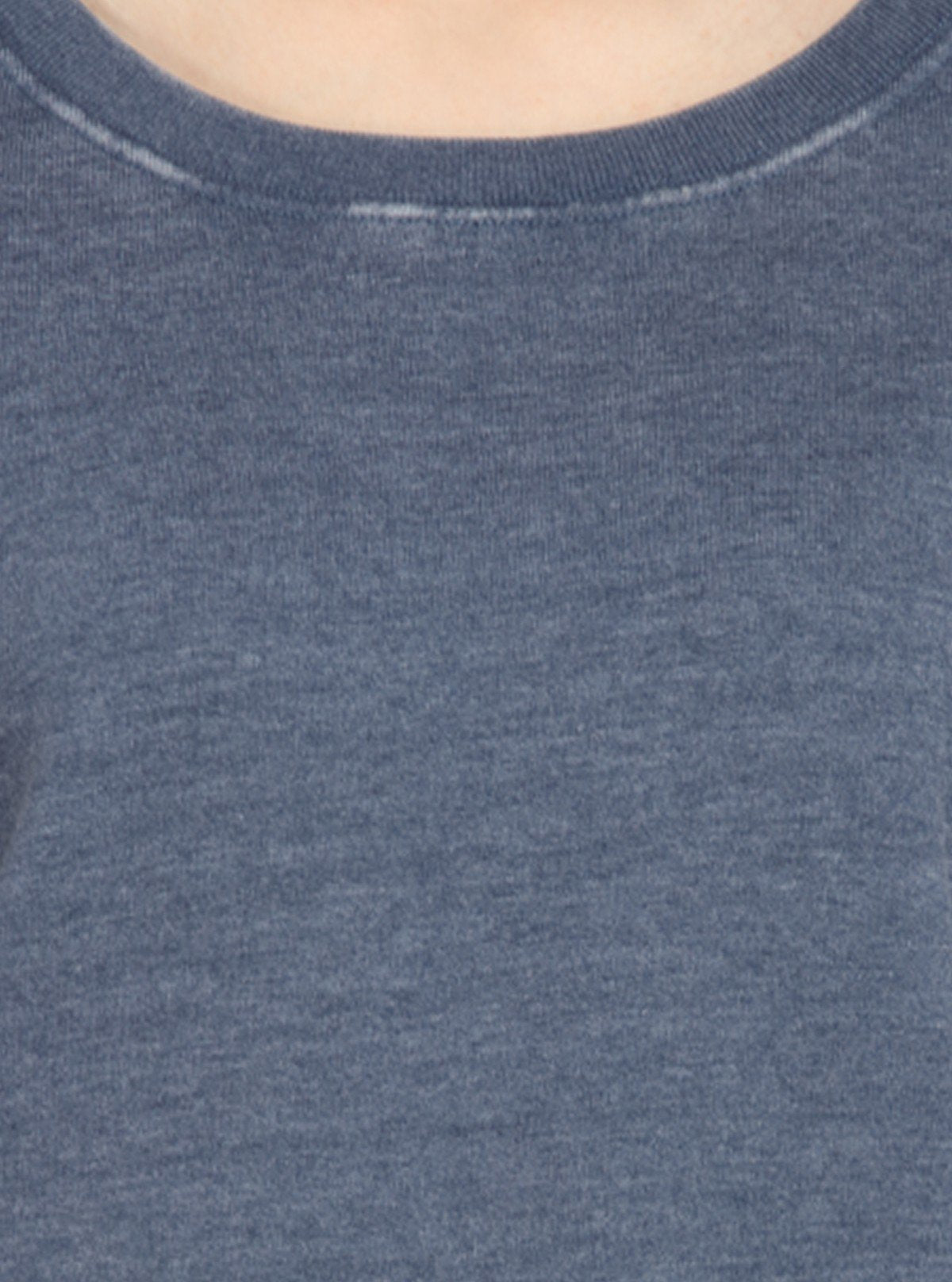 Women’s Blue Garment Dyed Round Neck Cotton Fleece Pullover - Boer and Fitch