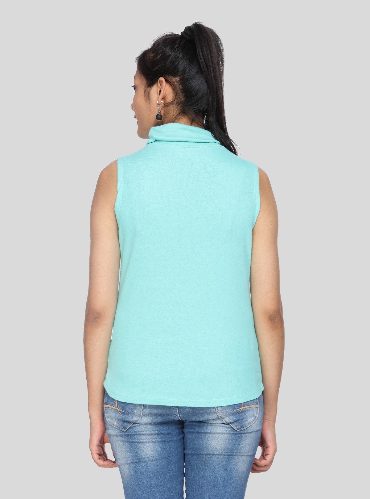 Women’s Blue Roll On Neck Sleeveless Top – Boer and Fitch - Boer and Fitch