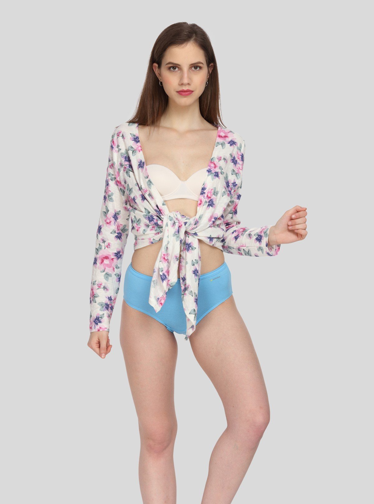 Women's Blue Solid Color Brief – Soft Cotton Mid - Rise Underwear by Boer and Fitch - Boer and Fitch