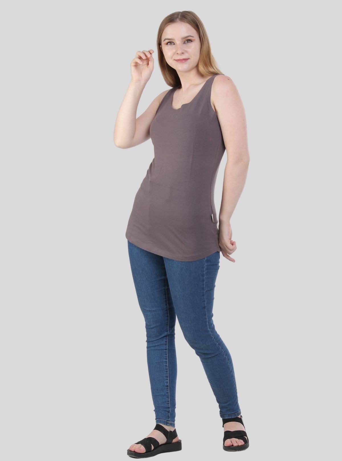 Women’s Brown Sleeveless Stretch Top – Boer and Fitch - Boer and Fitch