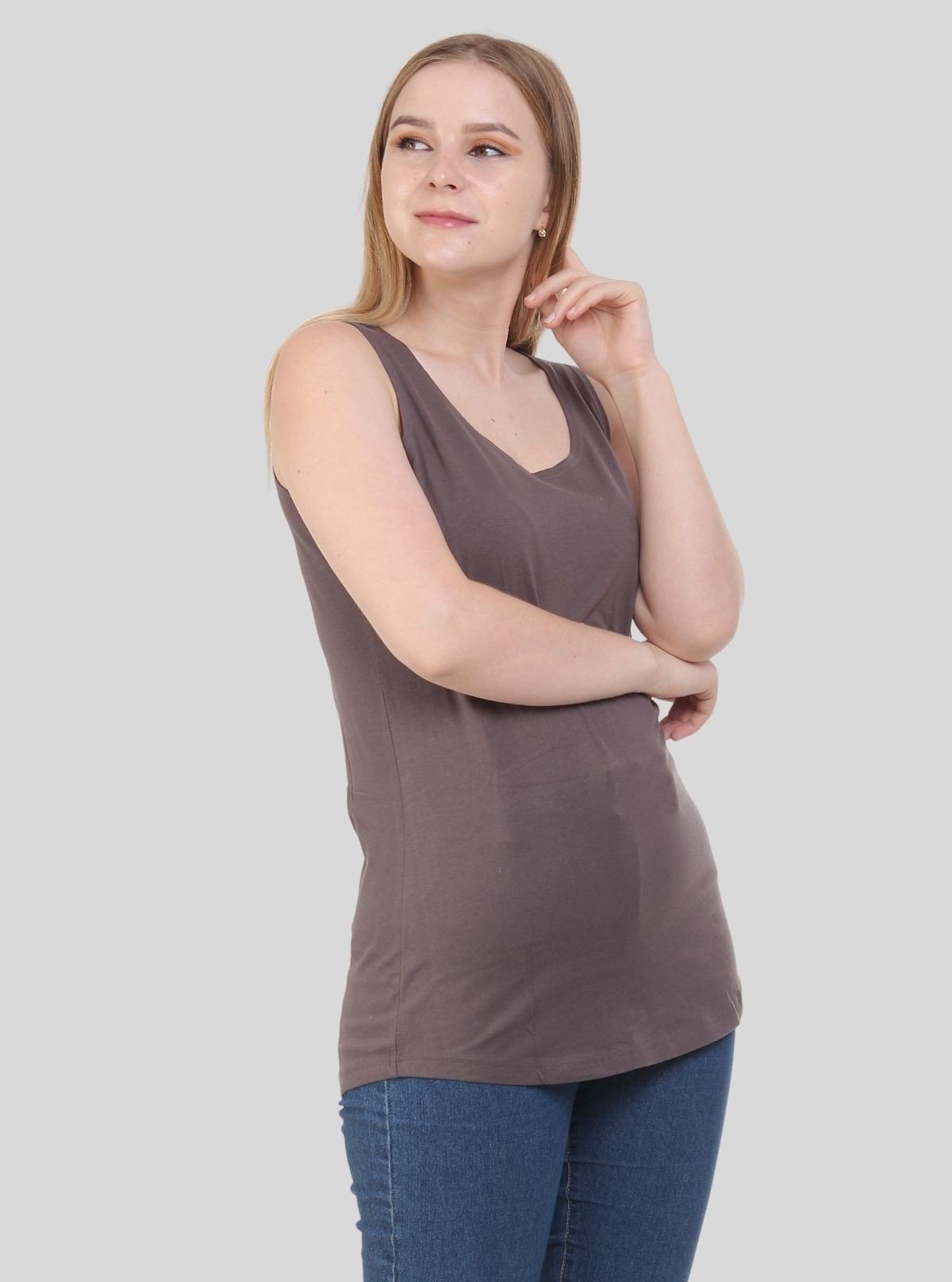Women’s Brown Sleeveless Stretch Top – Boer and Fitch - Boer and Fitch