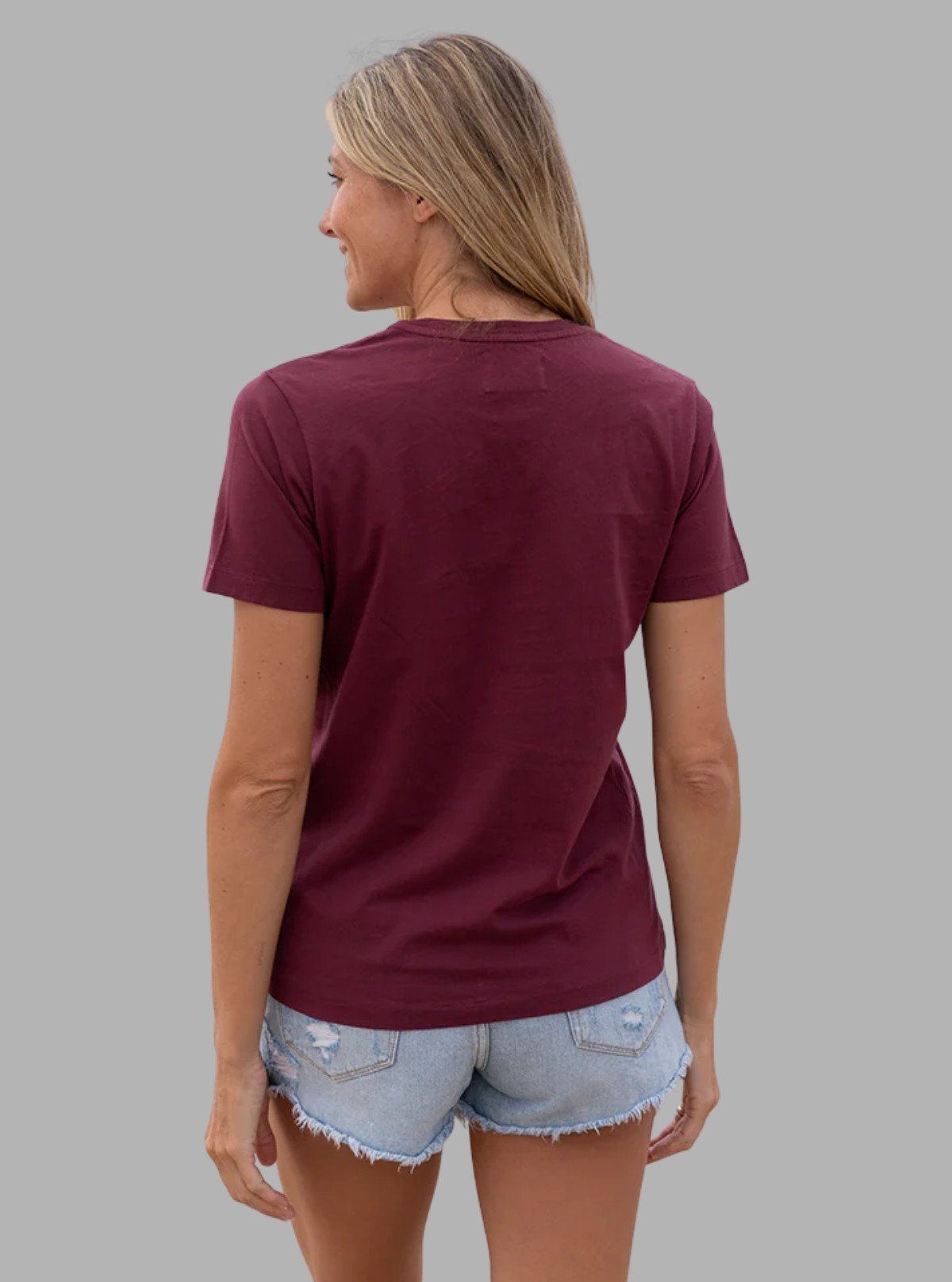 Women's Burgundy Crew Neck Cotton Jersey Short Sleeve T-Shirt by Boer and Fitch - Boer and Fitch