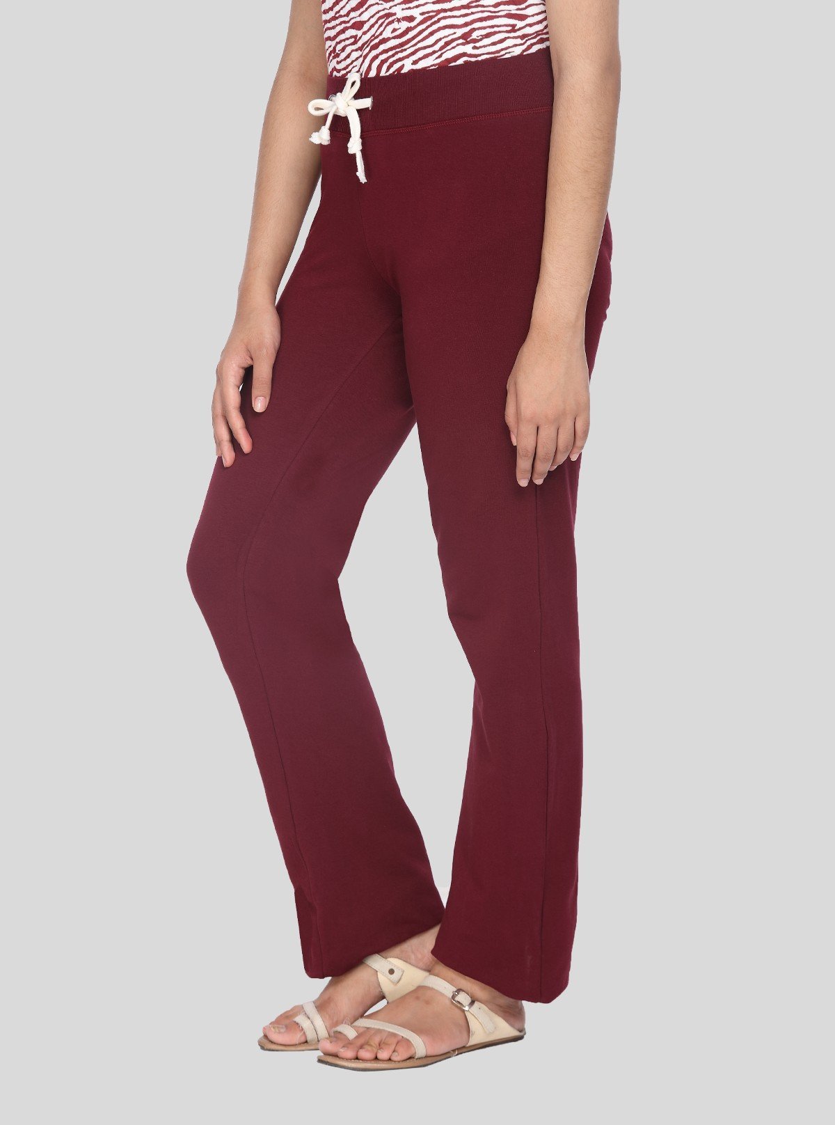 Women’s Burgundy Relaxed Fit Cotton Elastane Jersey Knit Trousers - Boer and Fitch
