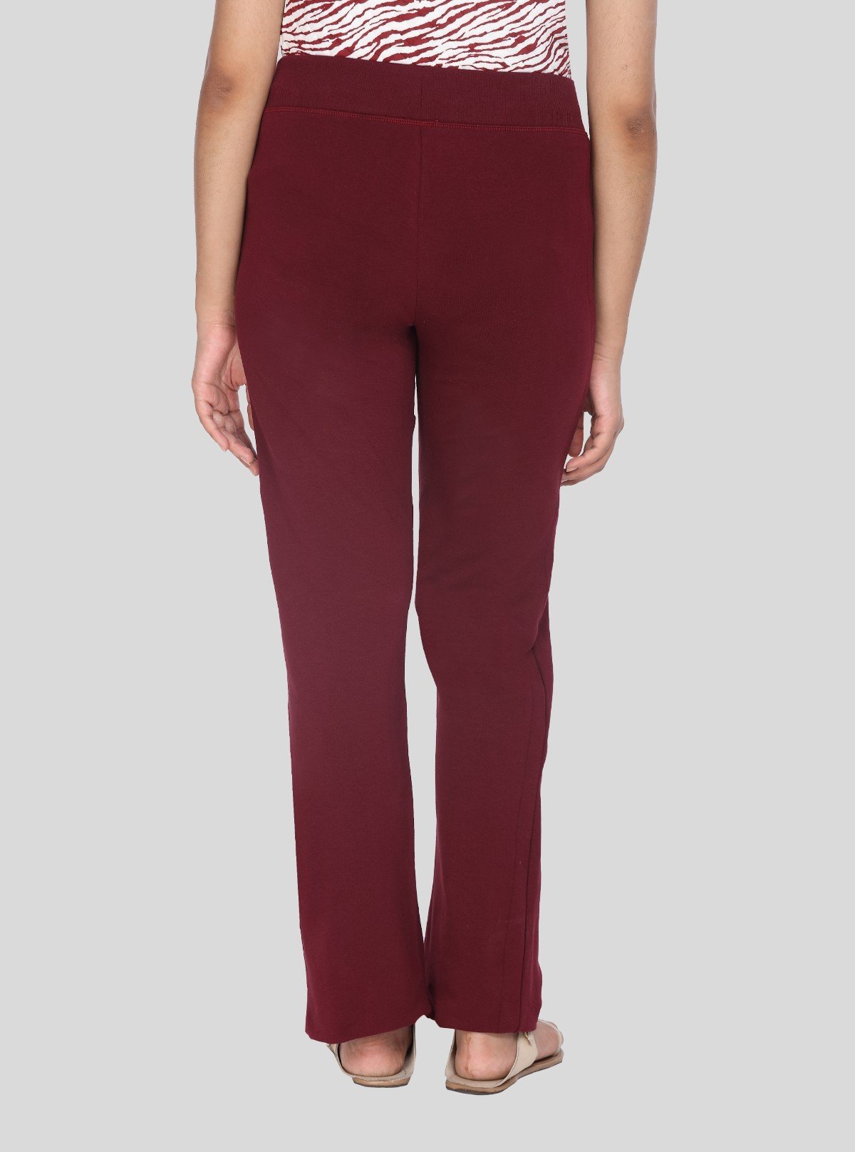 Women’s Burgundy Relaxed Fit Cotton Elastane Jersey Knit Trousers - Boer and Fitch
