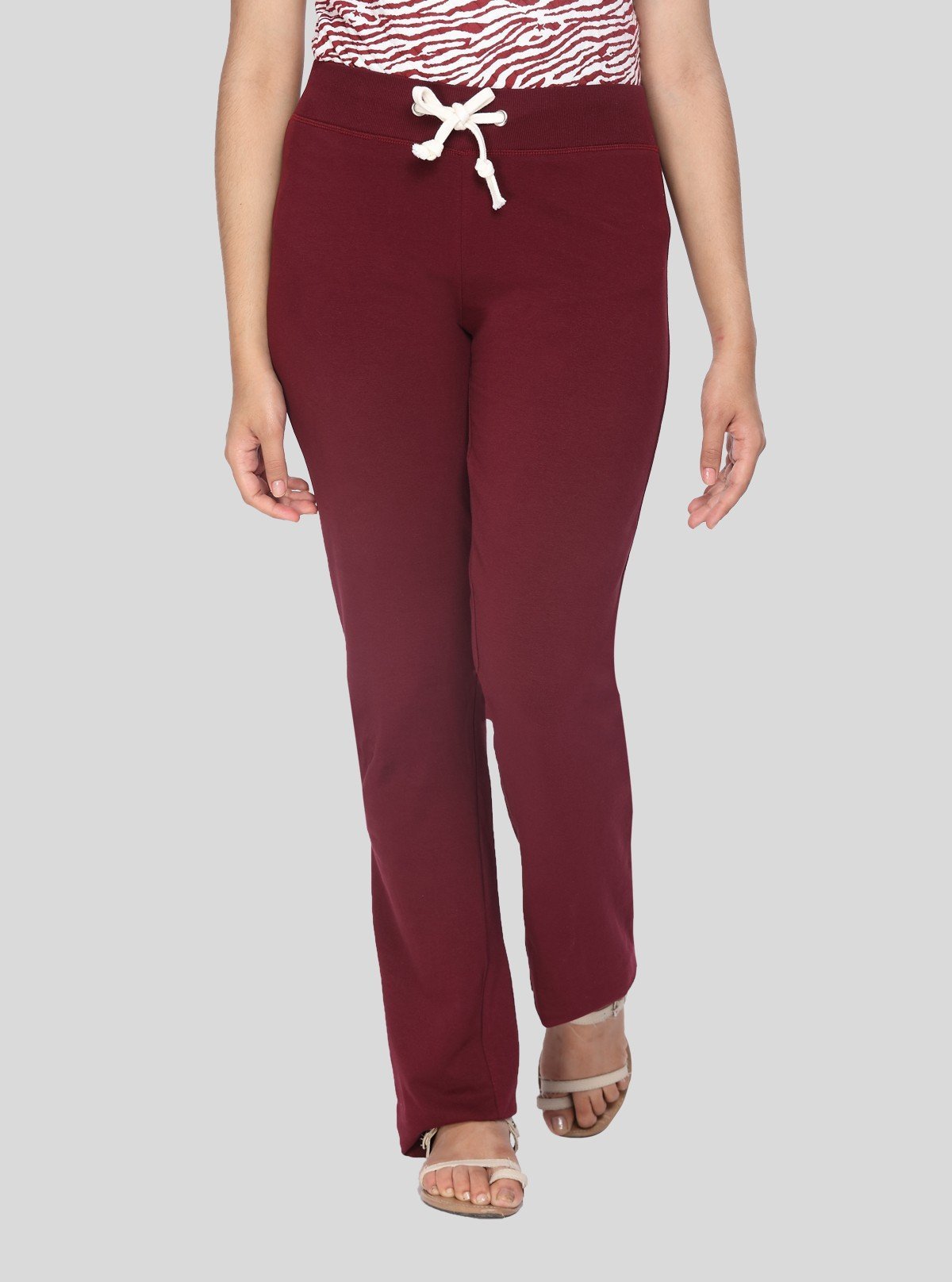 Women’s Burgundy Relaxed Fit Cotton Elastane Jersey Knit Trousers - Boer and Fitch