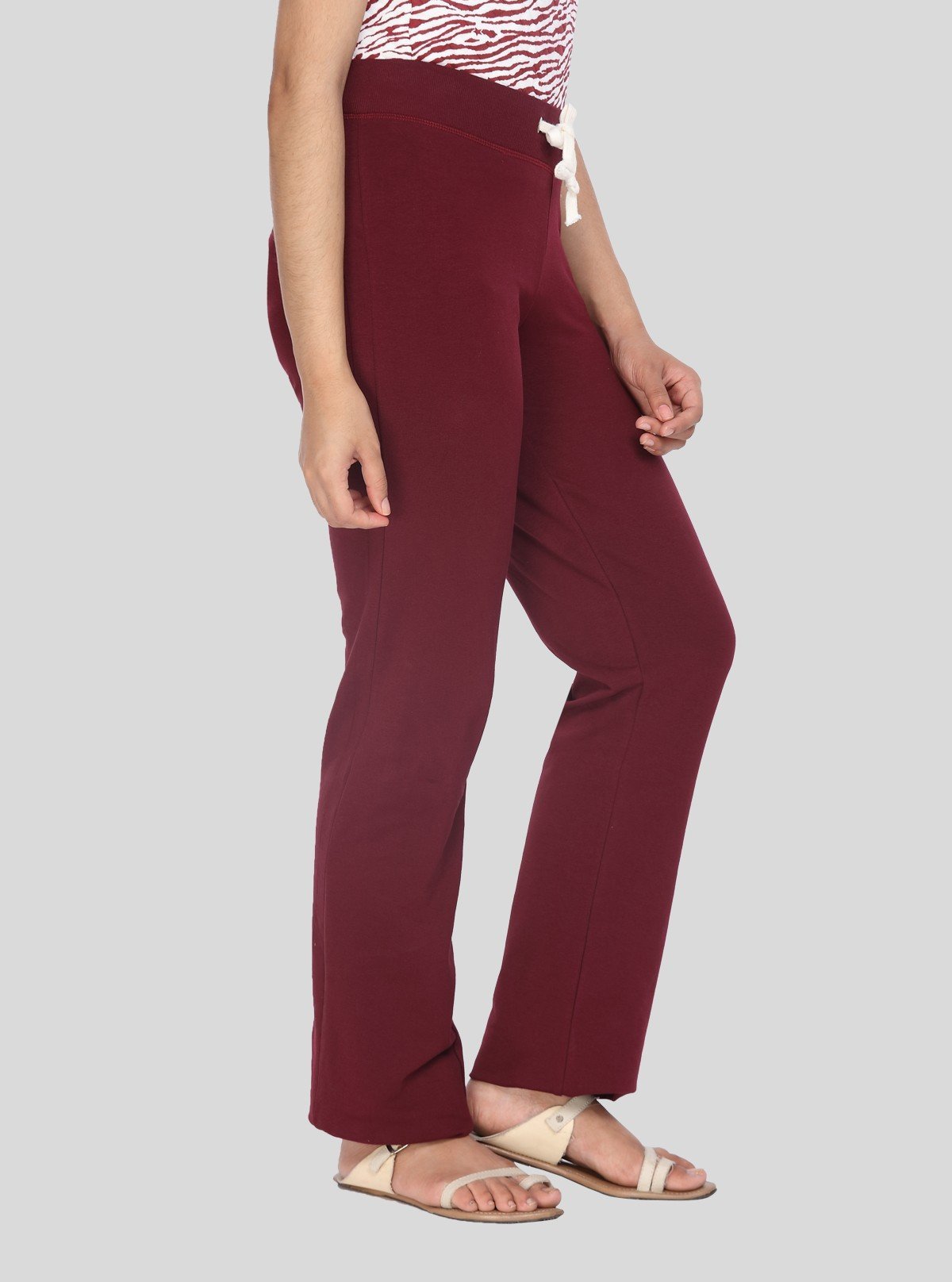 Women’s Burgundy Relaxed Fit Cotton Elastane Jersey Knit Trousers - Boer and Fitch