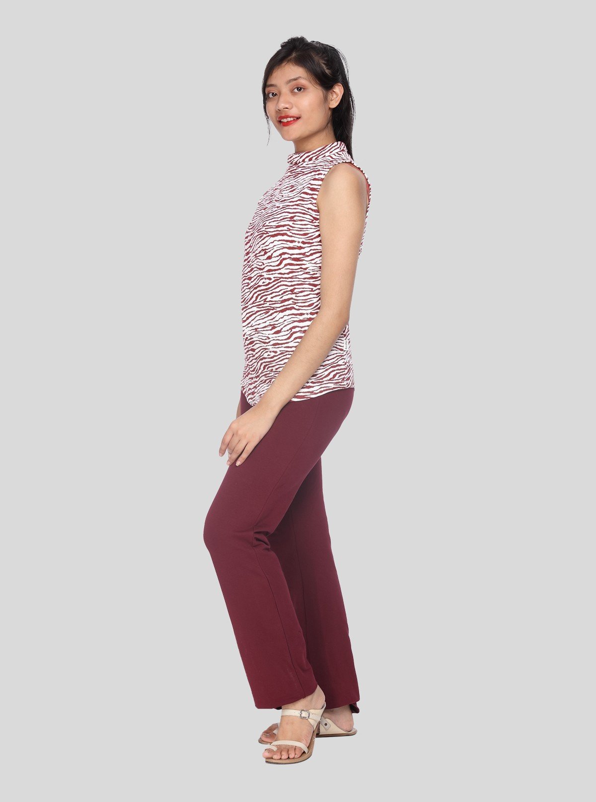 Women’s Burgundy Relaxed Fit Cotton Elastane Jersey Knit Trousers - Boer and Fitch