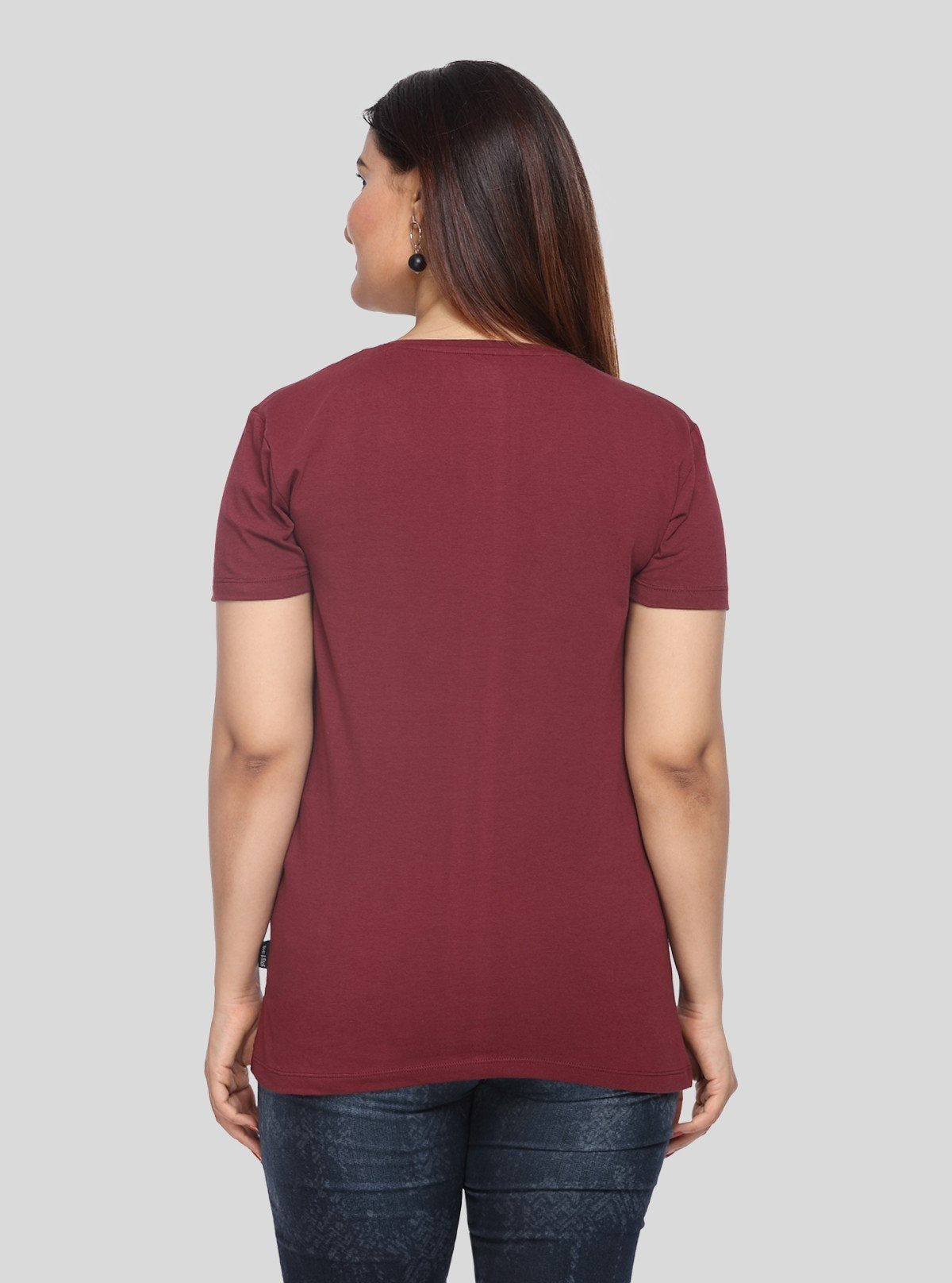 Women’s Burgundy V - Neck Short Sleeve Cotton Jersey T-Shirt by Boer and Fitch - Boer and Fitch