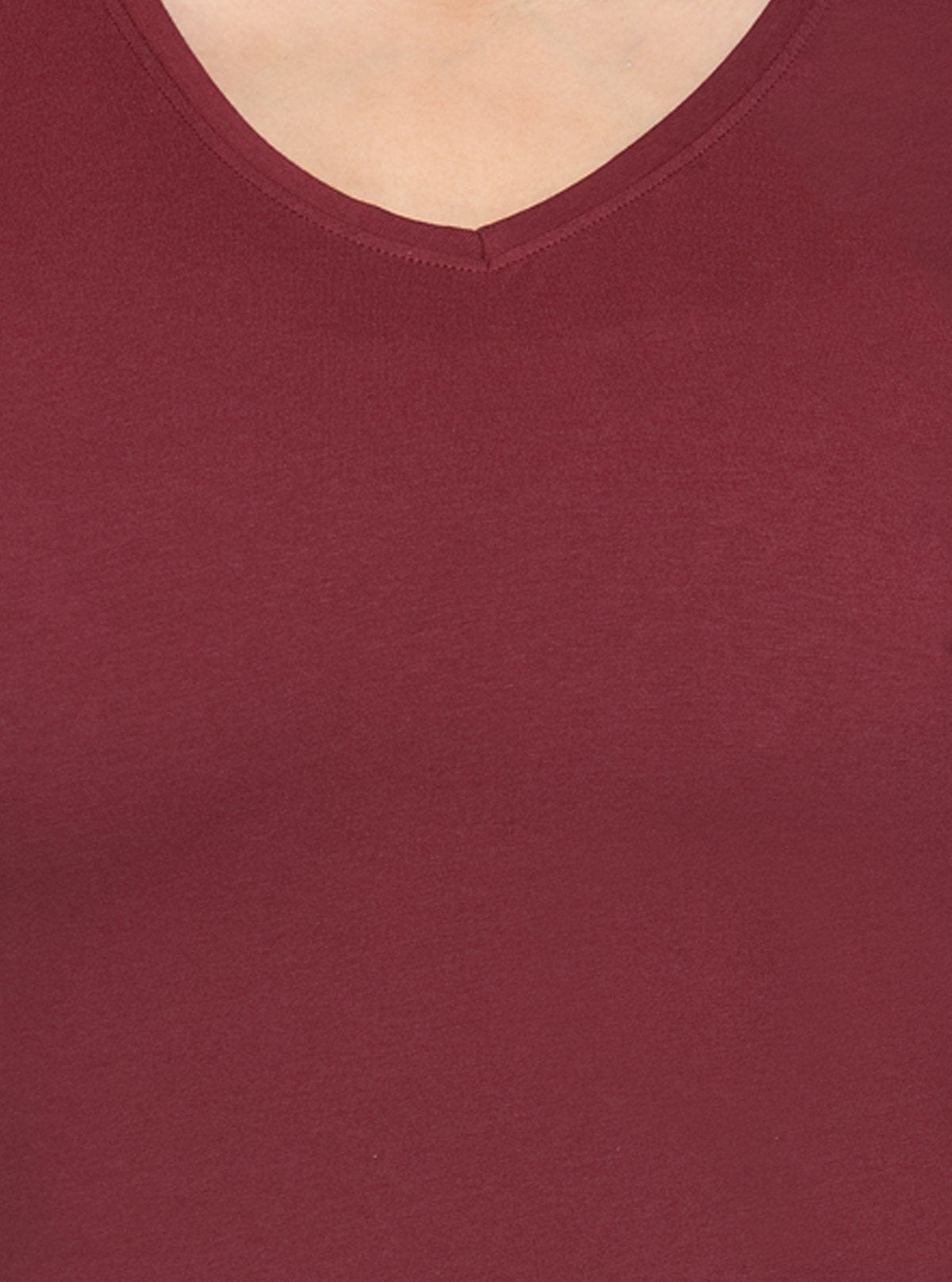 Women’s Burgundy V - Neck Short Sleeve Cotton Jersey T-Shirt by Boer and Fitch - Boer and Fitch