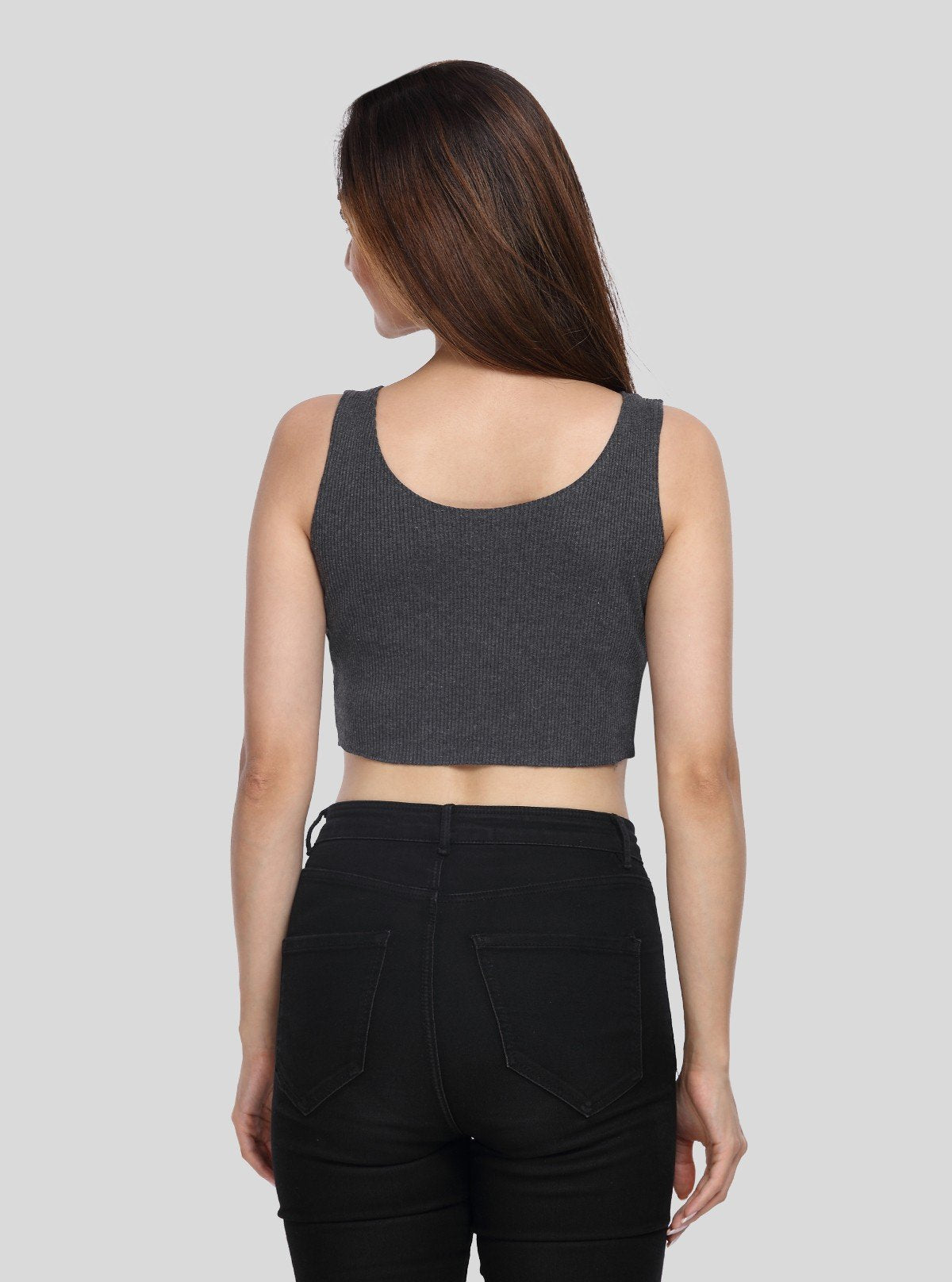 Women's Charcoal Melange Sleeveless Durby Crop Top – Boer & Fitch - Boer and Fitch