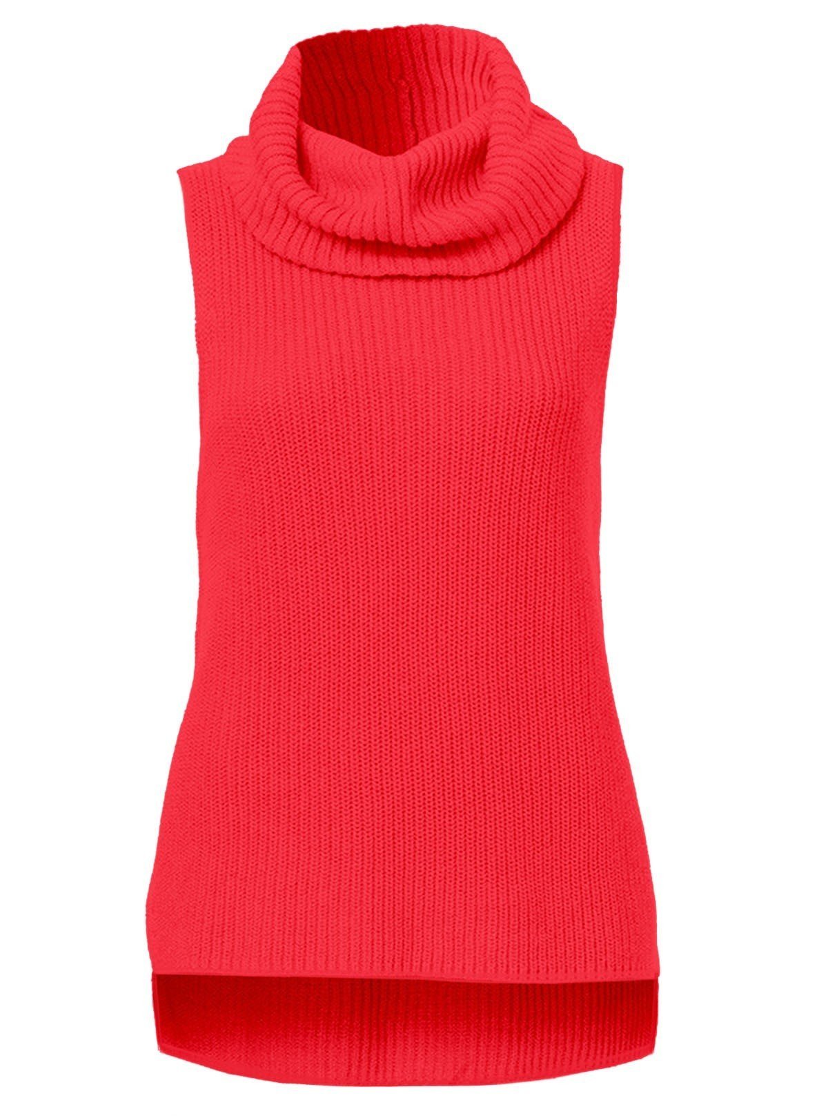 Women’s Cherry Red Flat Knit High Neck Sleeveless Top – Trendy & Comfortable | Boer & Fitch - Boer and Fitch