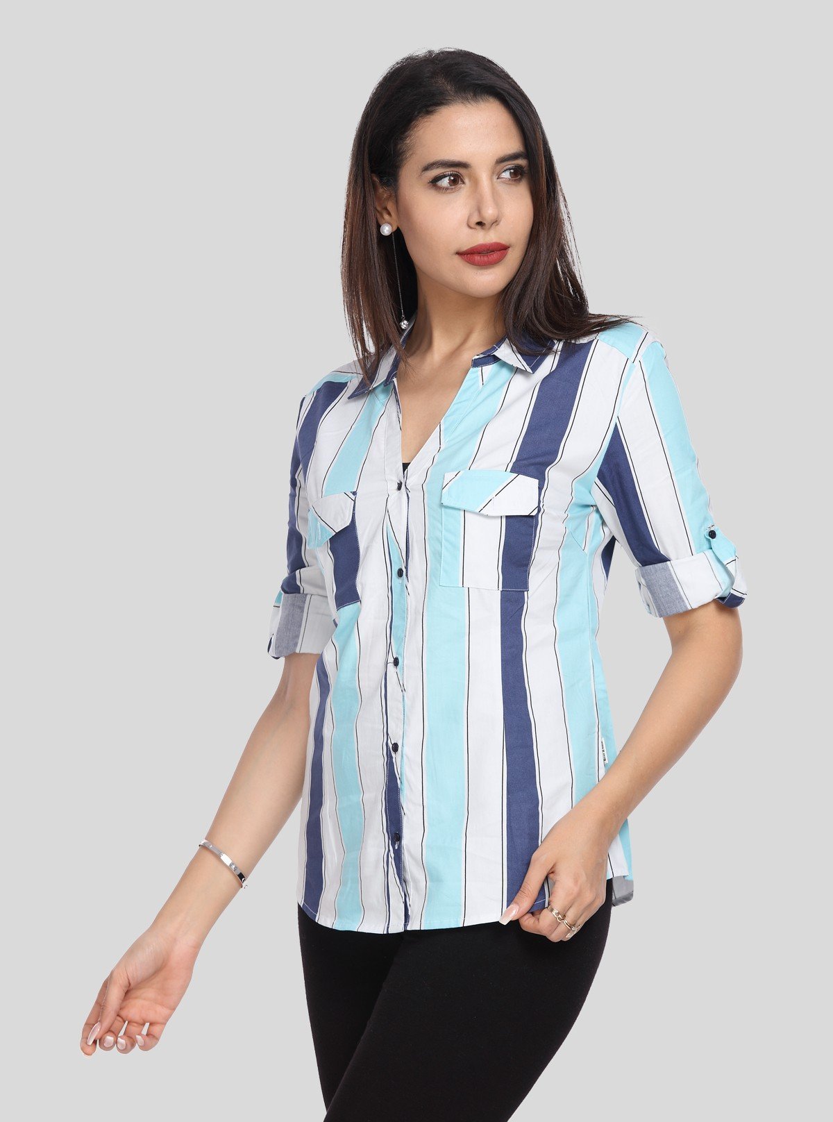 Women’s Classic Blue Stripe Cotton Shirt – Long Sleeve by Boer and Fitch - Boer and Fitch