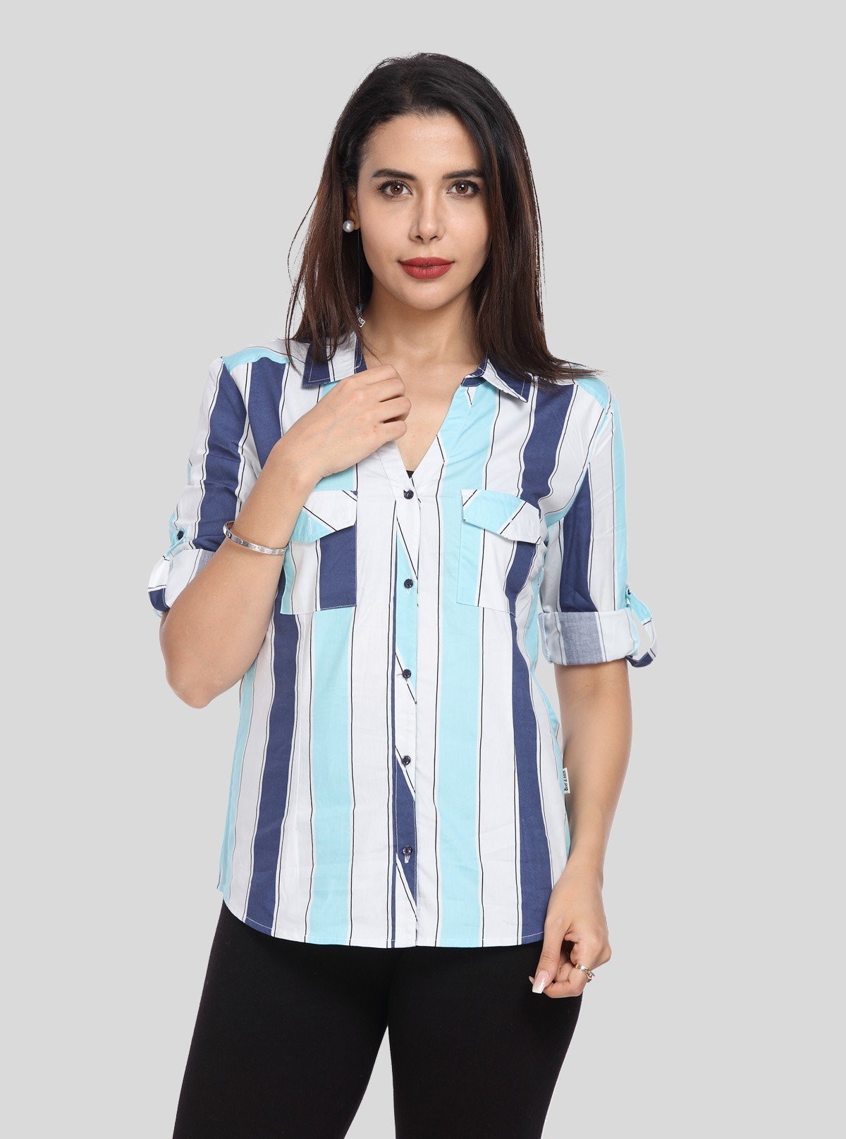 Women’s Classic Blue Stripe Cotton Shirt – Long Sleeve by Boer and Fitch - Boer and Fitch