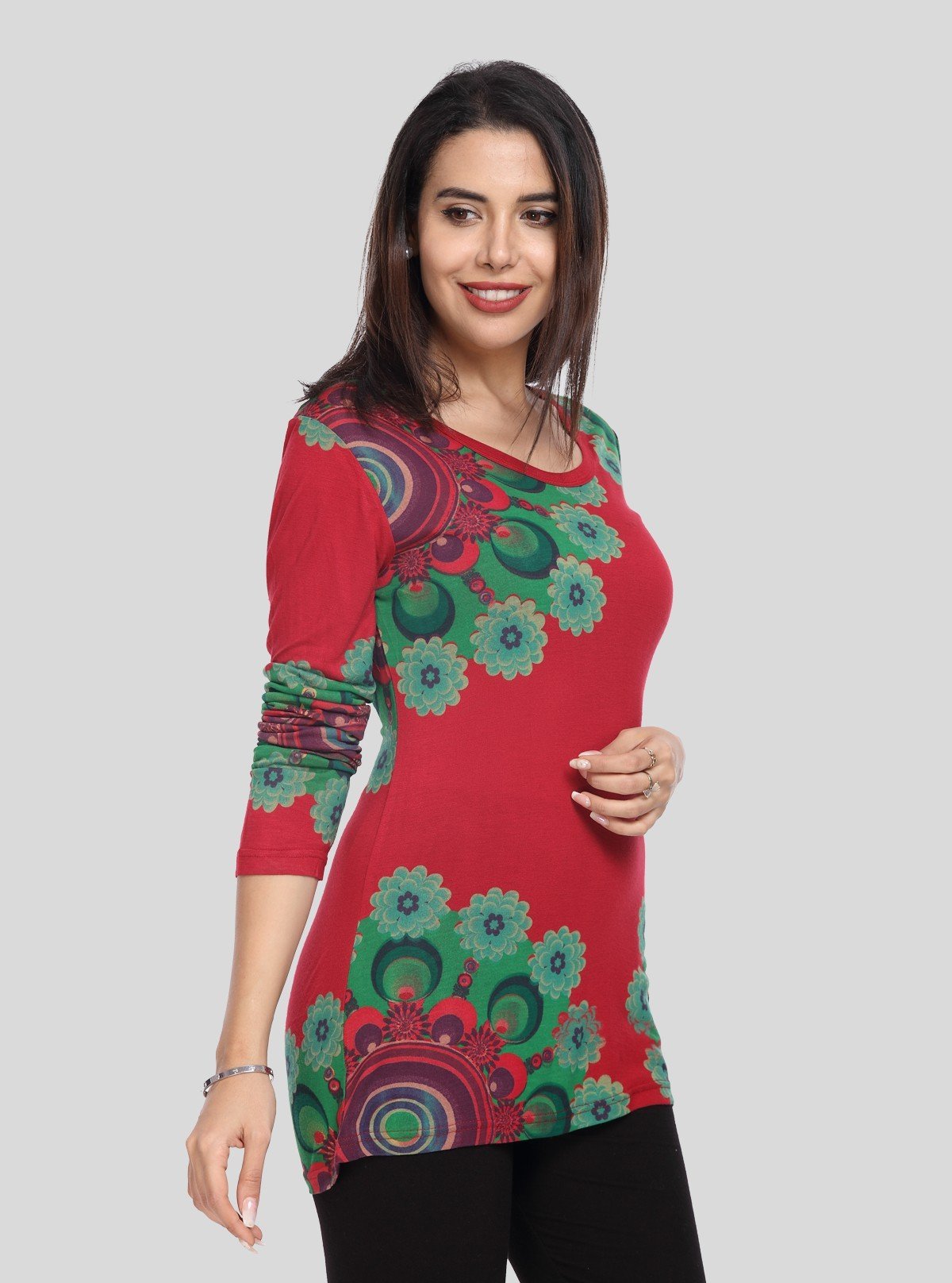 Women's Classic Floral Print Top – Elegant Everyday Cotton Style - Boer and Fitch