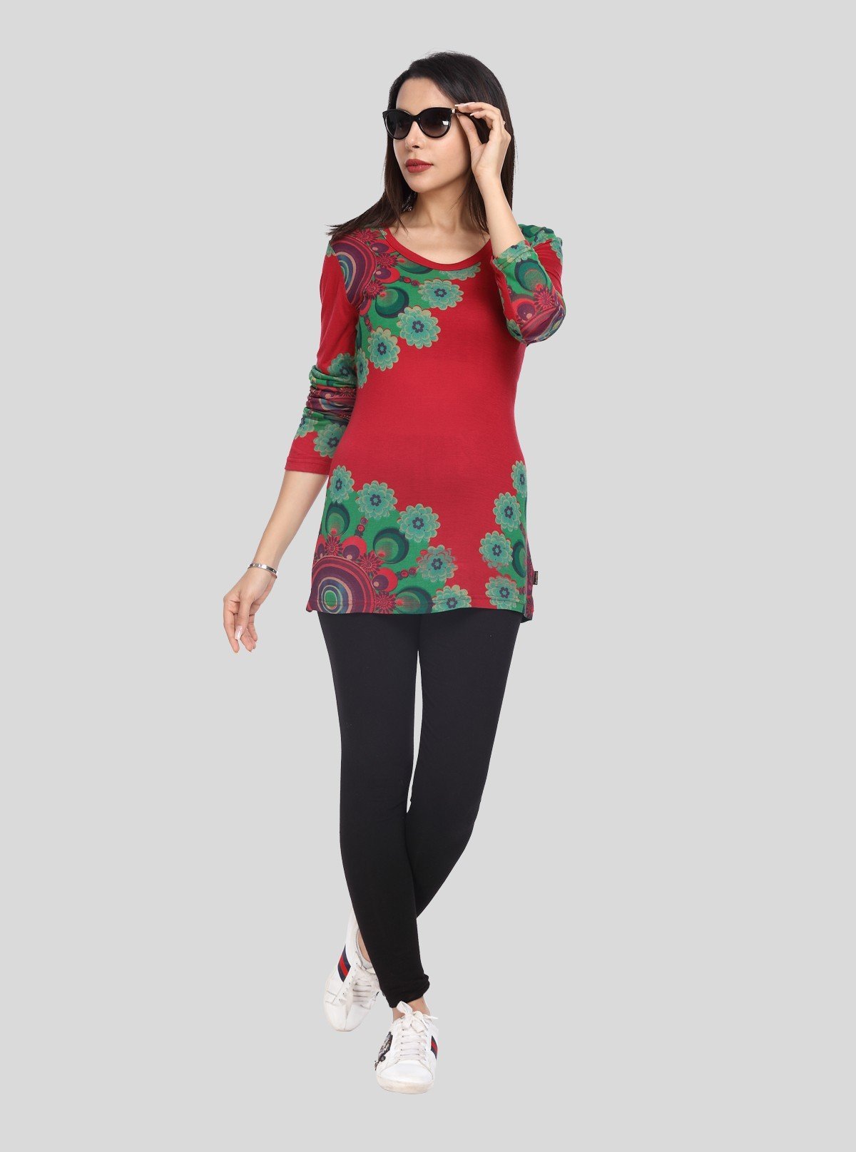Women's Classic Floral Print Top – Elegant Everyday Cotton Style - Boer and Fitch