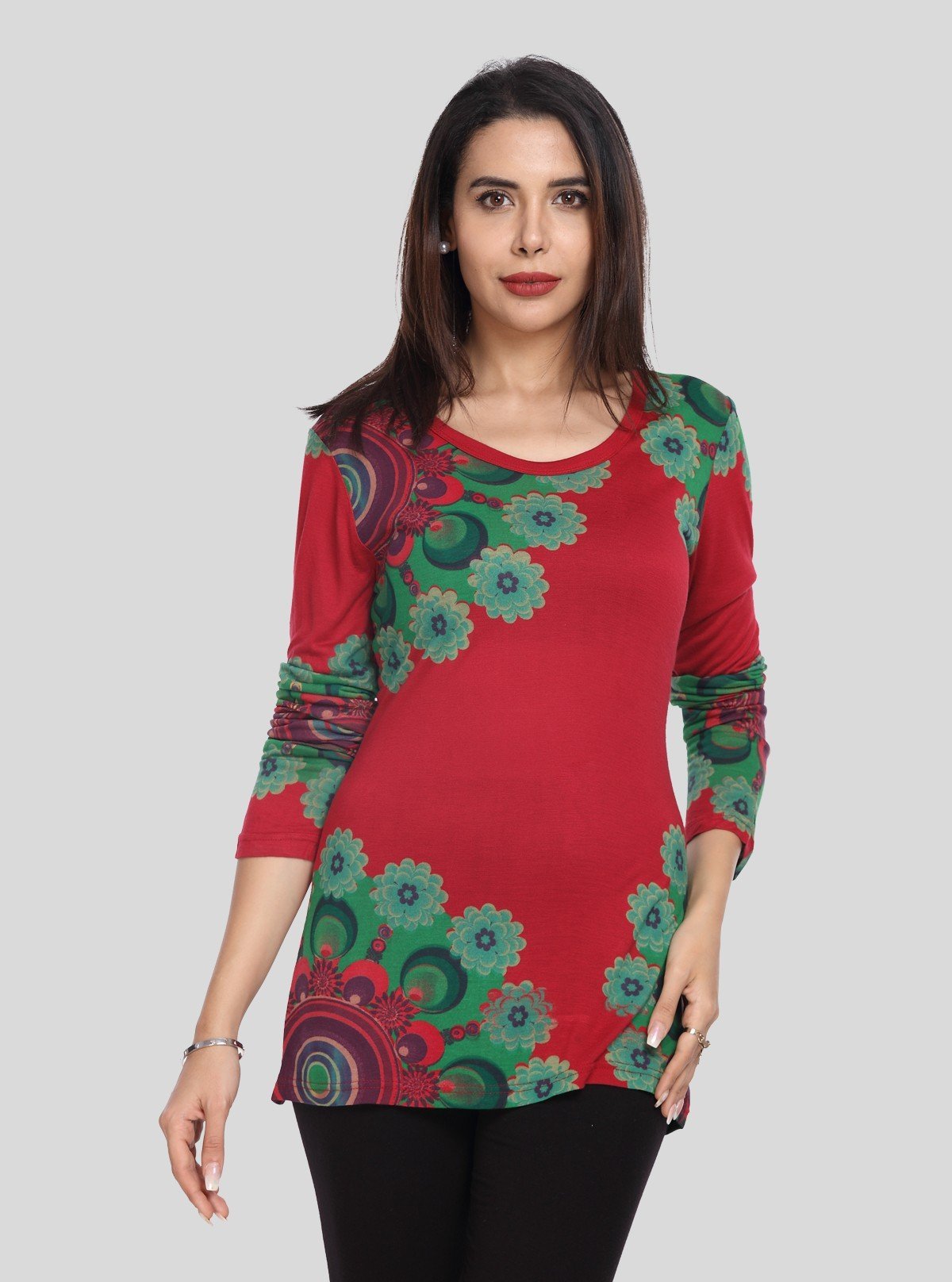 Women's Classic Floral Print Top – Elegant Everyday Cotton Style - Boer and Fitch