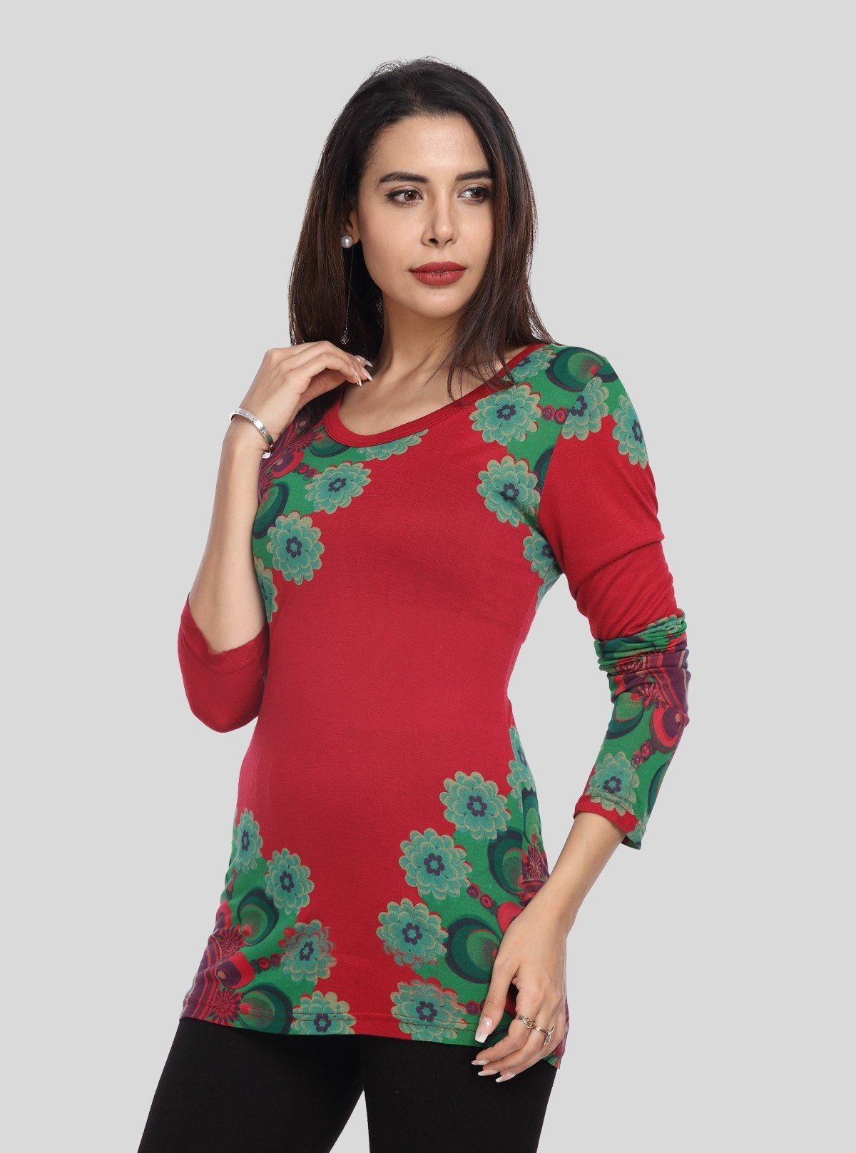 Women's Classic Floral Print Top – Elegant Everyday Cotton Style - Boer and Fitch
