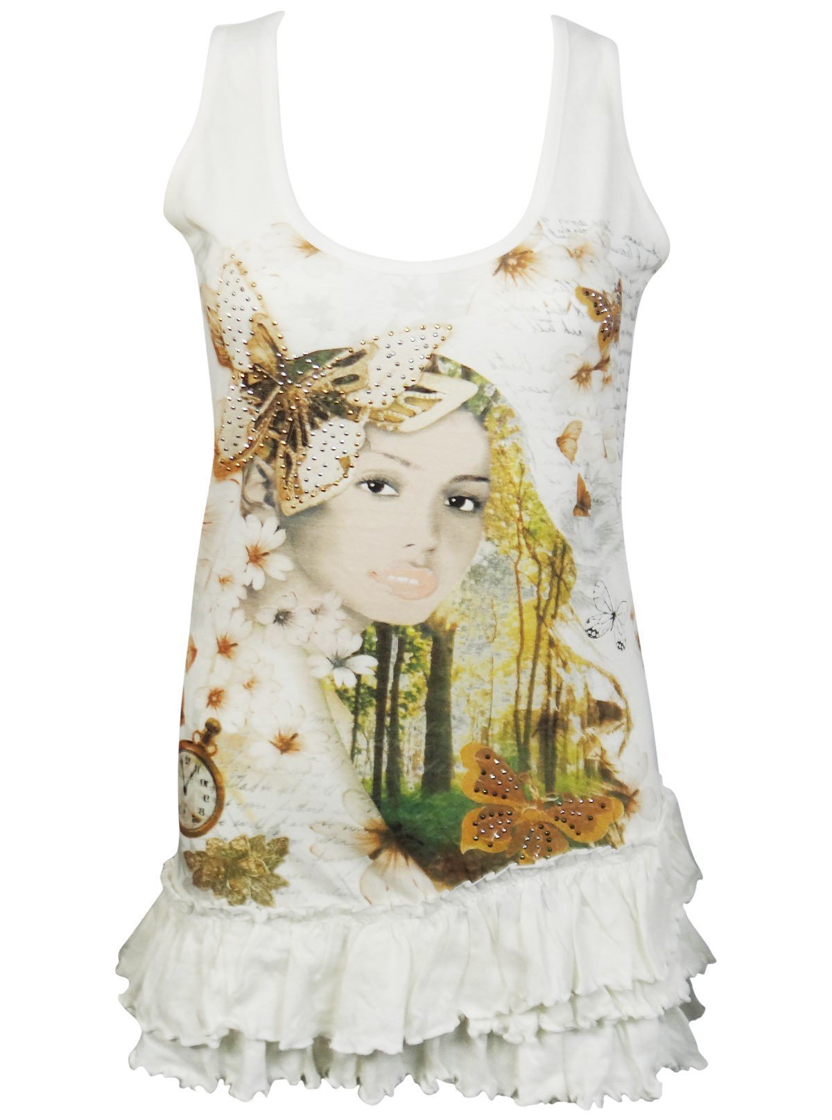 Women’s Classic White Print Sleeveless Top – Stylish & Comfortable | Boer & Fitch - Boer and Fitch
