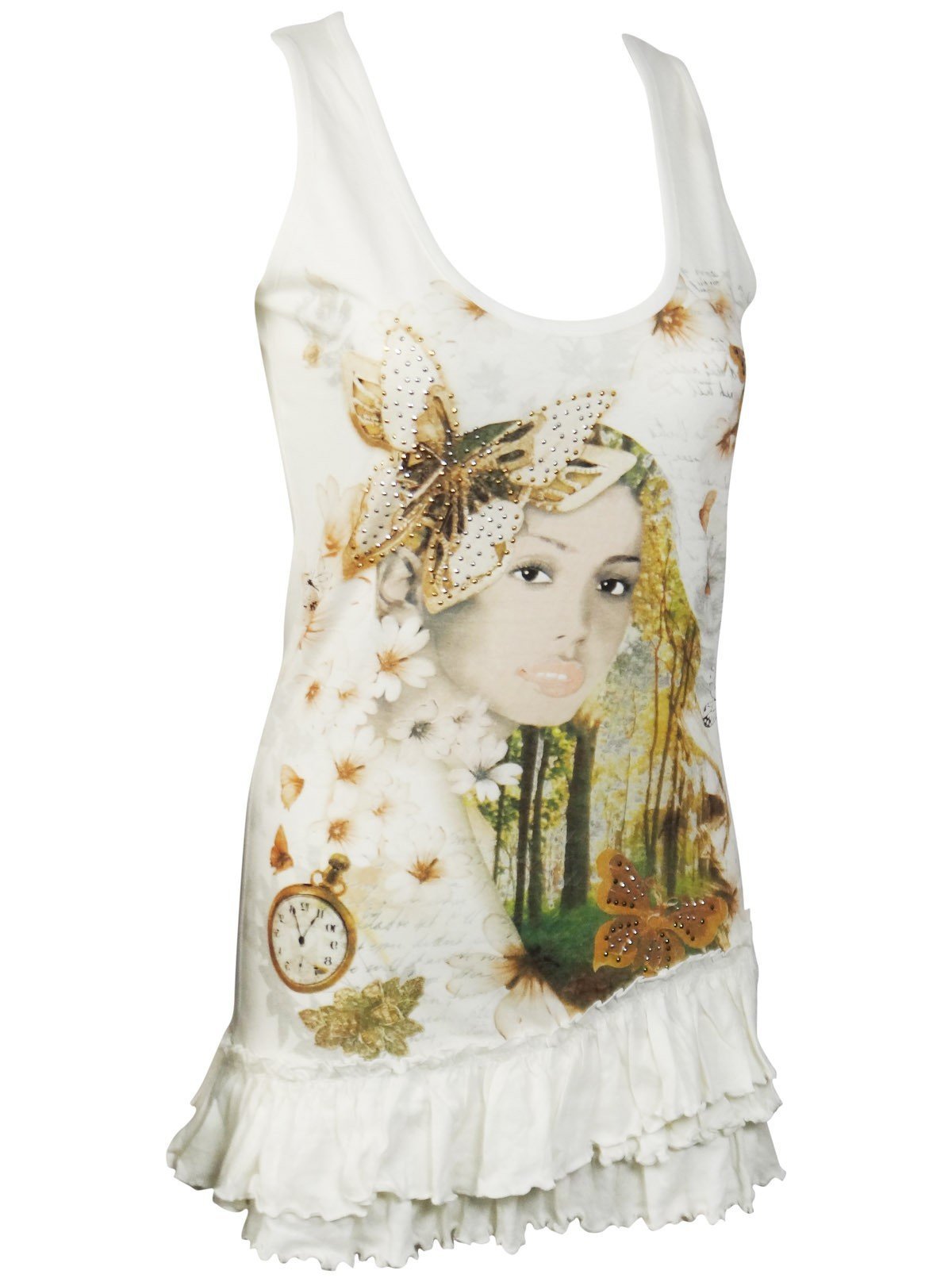 Women’s Classic White Print Sleeveless Top – Stylish & Comfortable | Boer & Fitch - Boer and Fitch