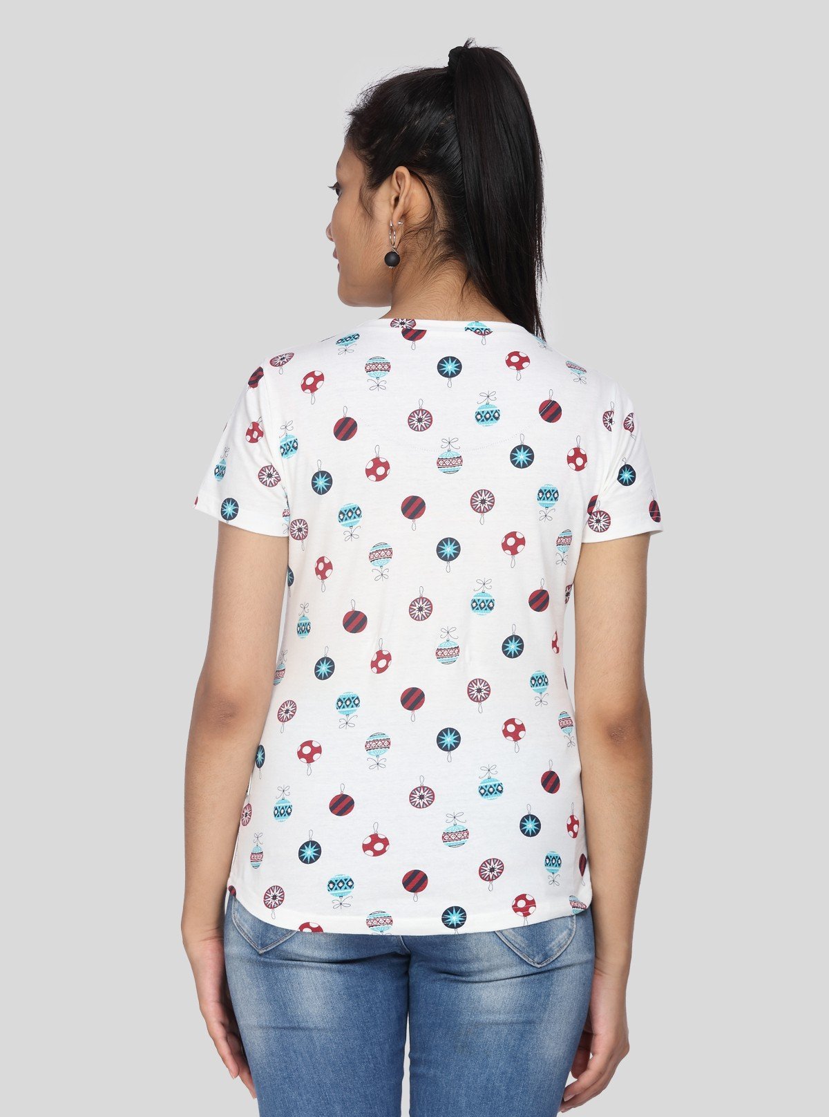 Women’s Classic White Printed Cotton Jersey Top – Casual Chic by Boer and Fitch - Boer and Fitch