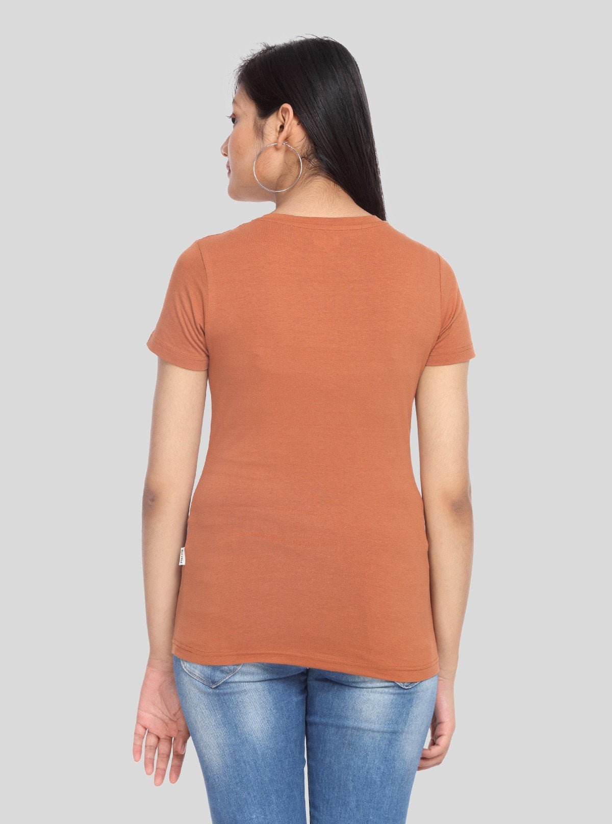 Women’s Coco Brown V Neck Short Sleeve Cotton Jersey T-Shirt by Boer and Fitch - Boer and Fitch