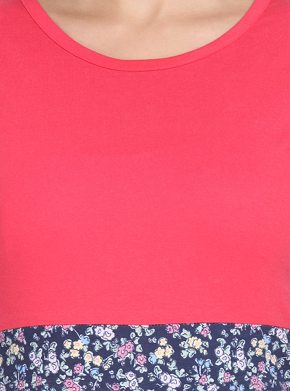 Women’s Coral Cut and Sew Cotton Jersey Top with Printed Bottom Panel | Boer & Fitch - Boer and Fitch