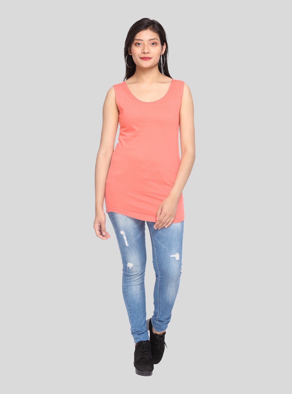 Women’s Coral Sleeveless Cotton Jersey Top – Boer and Fitch - Boer and Fitch