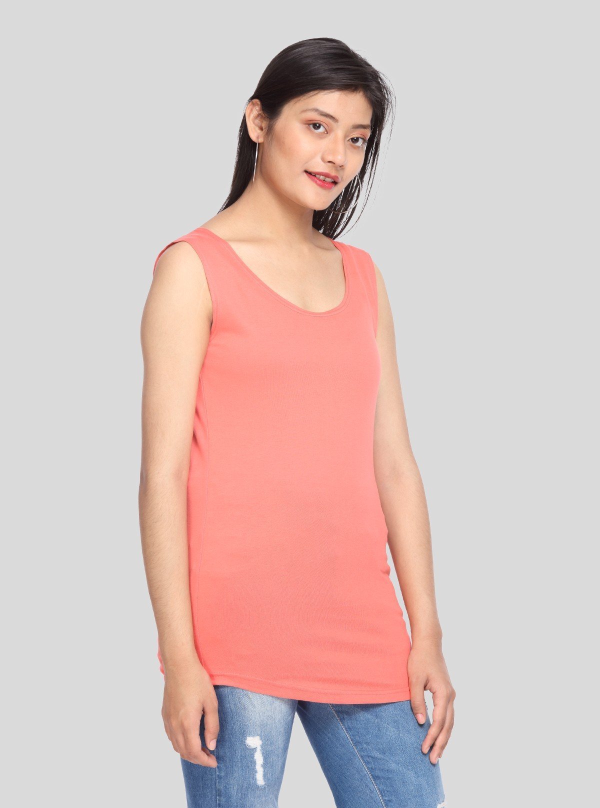 Women’s Coral Sleeveless Cotton Jersey Top – Boer and Fitch - Boer and Fitch