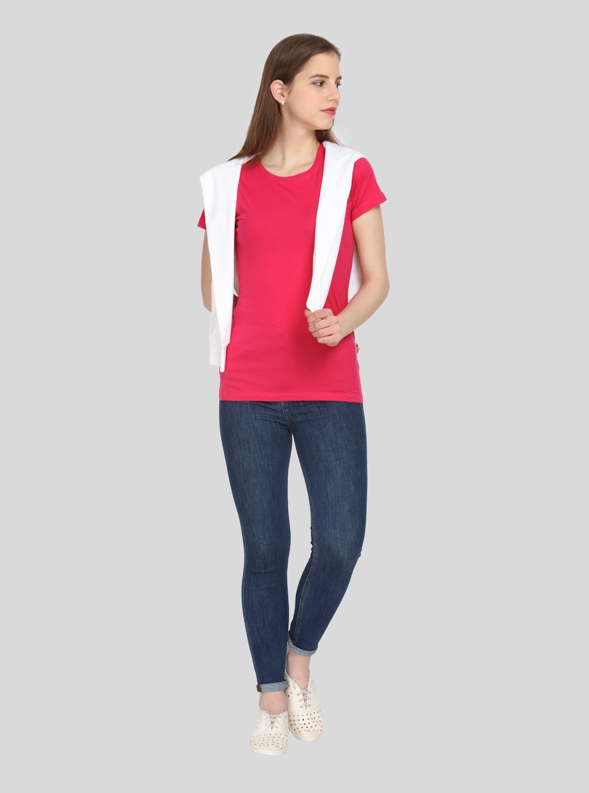 Women's Coral Solid Crew Neck Cotton Slub Jersey Short Sleeve T-Shirt by Boer and Fitch - Boer and Fitch