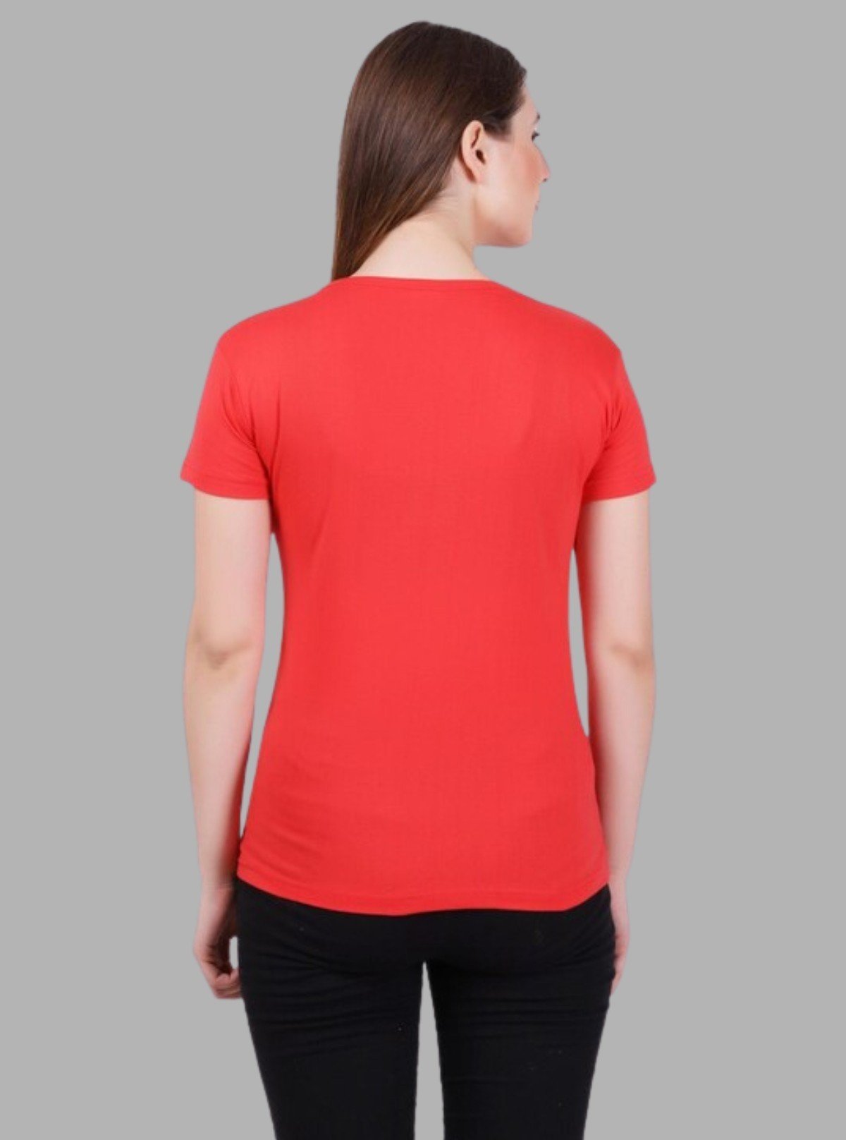 Women’s Coral Solid V - Neck Short Sleeve Cotton Jersey T-Shirt by Boer and Fitch - Boer and Fitch