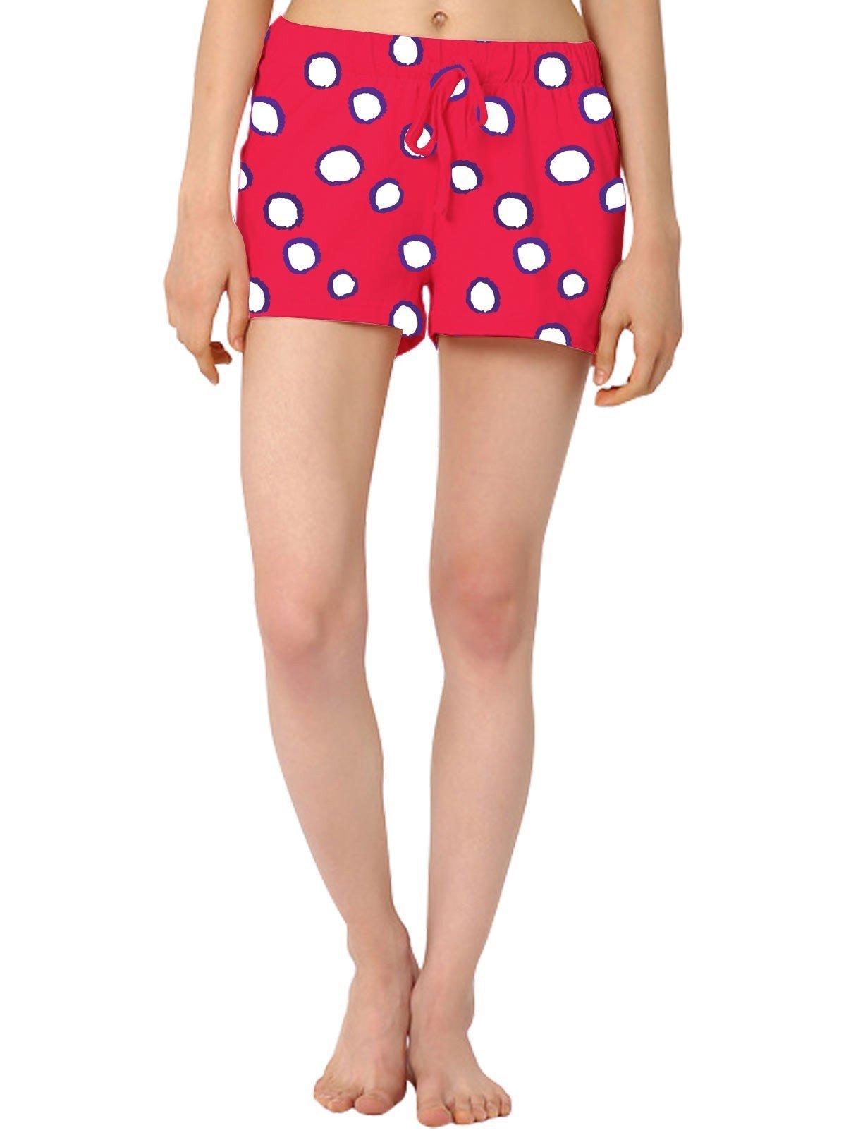 Women’s Coral & White Graphic Cotton Jersey Shorts – Soft, Bold & Stylish Fit - Boer and Fitch