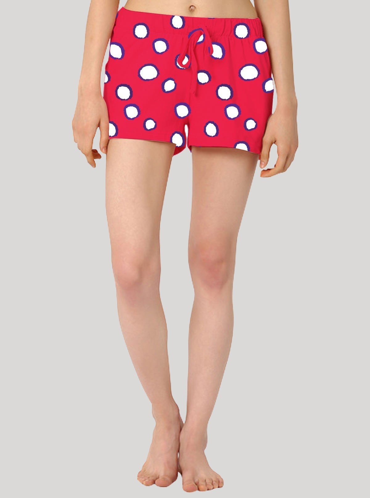 Women’s Coral & White Graphic Cotton Jersey Shorts – Soft, Bold & Stylish Fit - Boer and Fitch