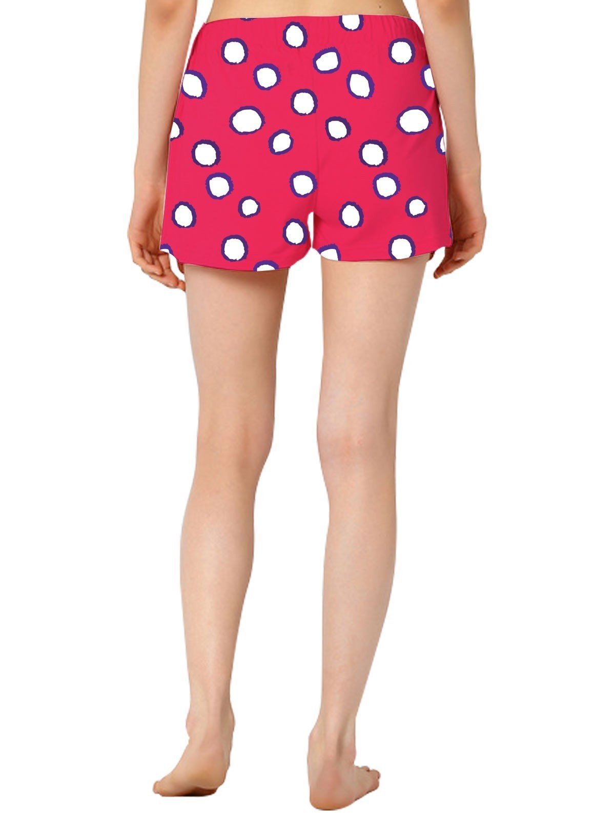 Women’s Coral & White Graphic Cotton Jersey Shorts – Soft, Bold & Stylish Fit - Boer and Fitch