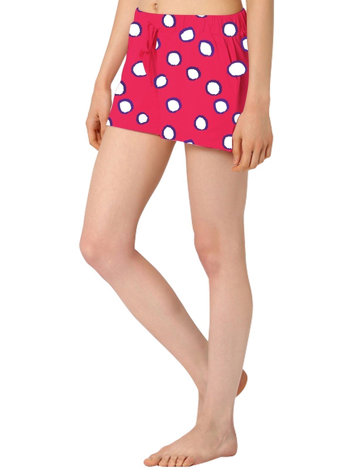 Women’s Coral & White Graphic Cotton Jersey Shorts – Soft, Bold & Stylish Fit - Boer and Fitch