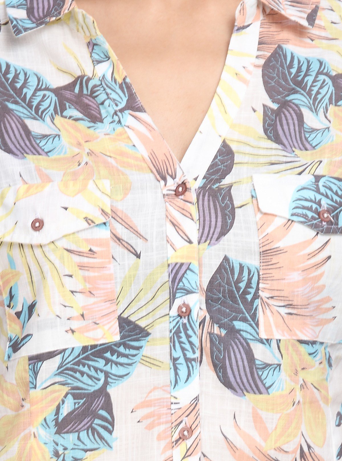Women’s Cream Floral Print Short Sleeve Cotton Shirt – Boer and Fitch - Boer and Fitch