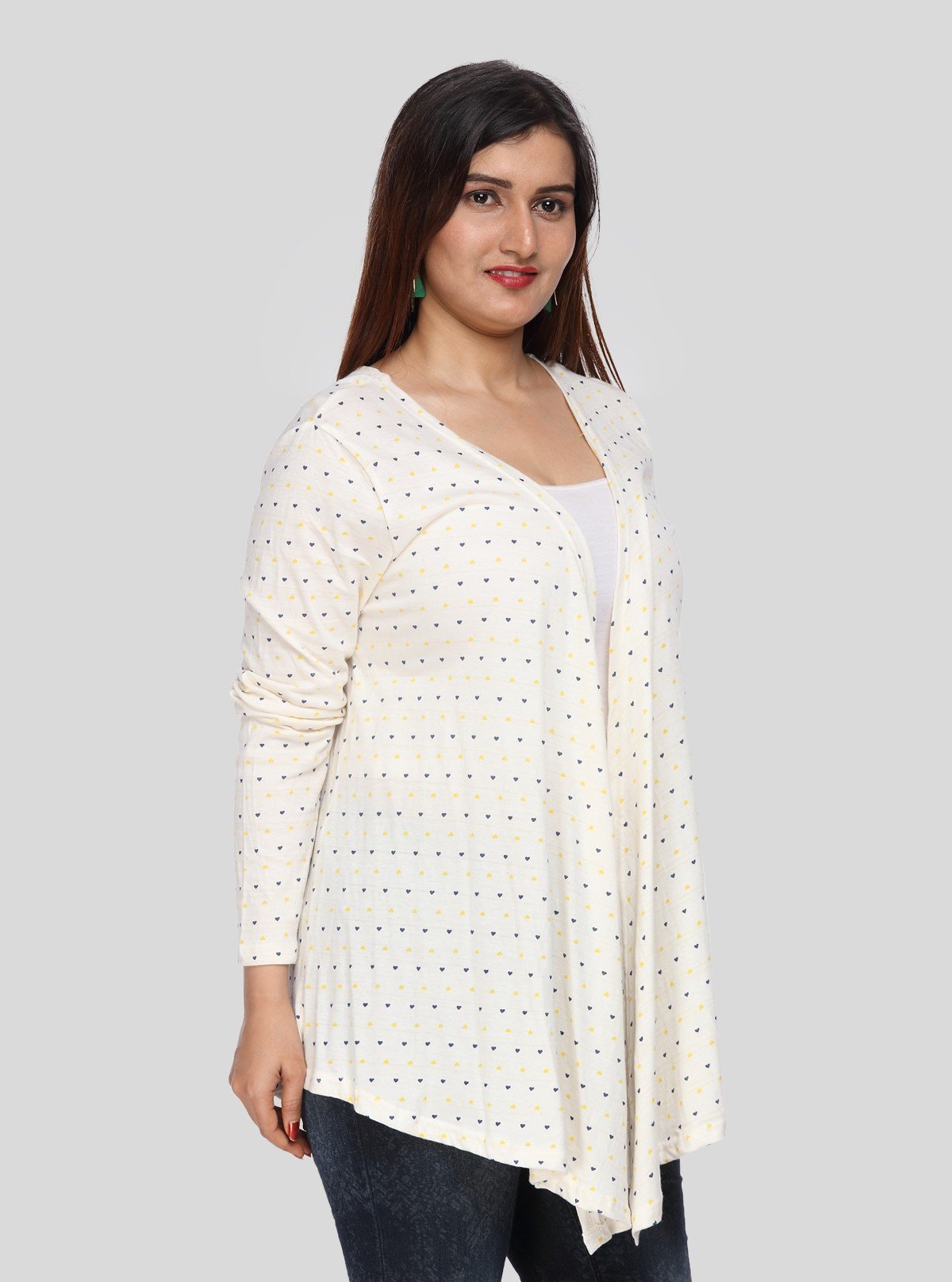 Women's Cream White Dotted Cotton Shrug – Lightweight Layer by Boer & Fitch - Boer and Fitch