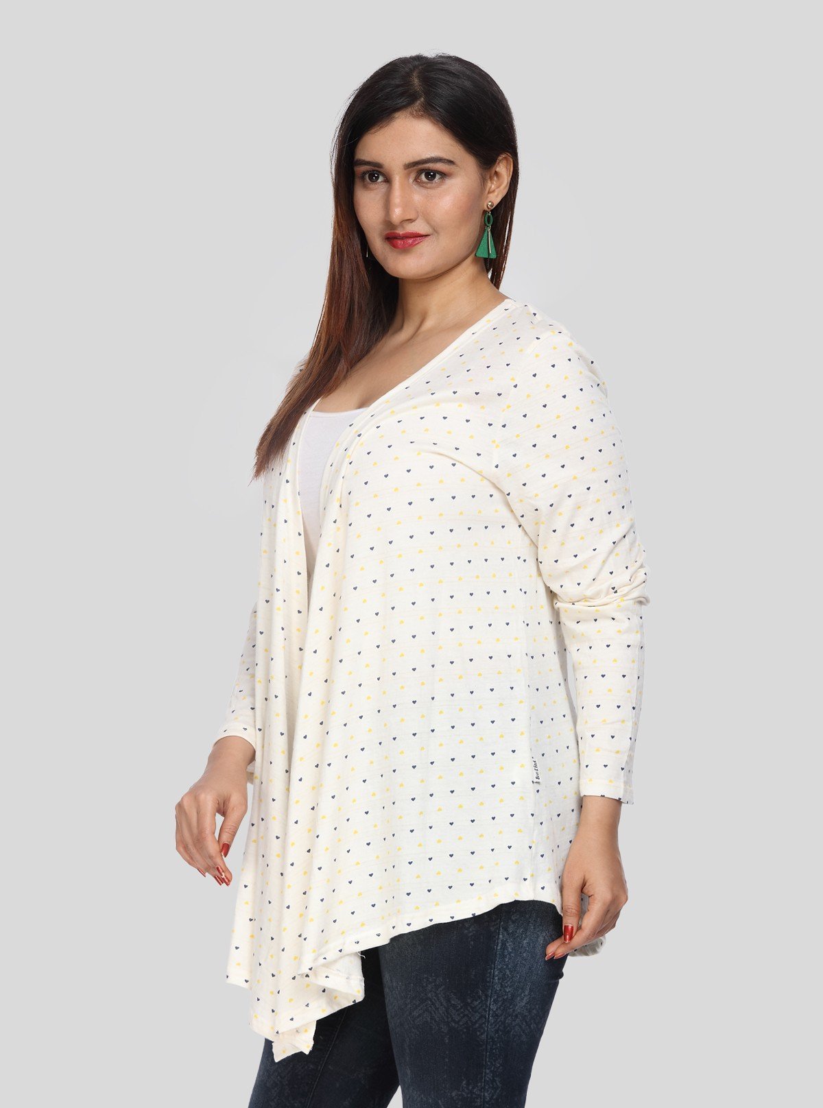 Women's Cream White Dotted Cotton Shrug – Lightweight Layer by Boer & Fitch - Boer and Fitch