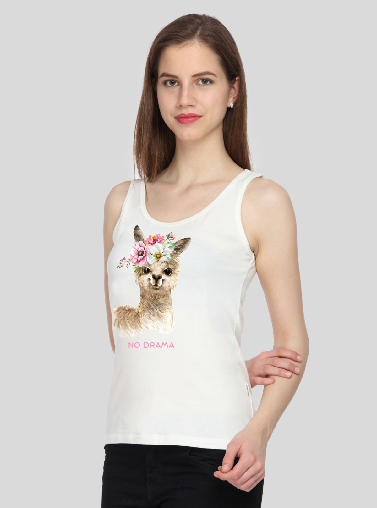 Women’s Creamy Sleeveless Printed Cotton Jersey Top – Boer and Fitch - Boer and Fitch