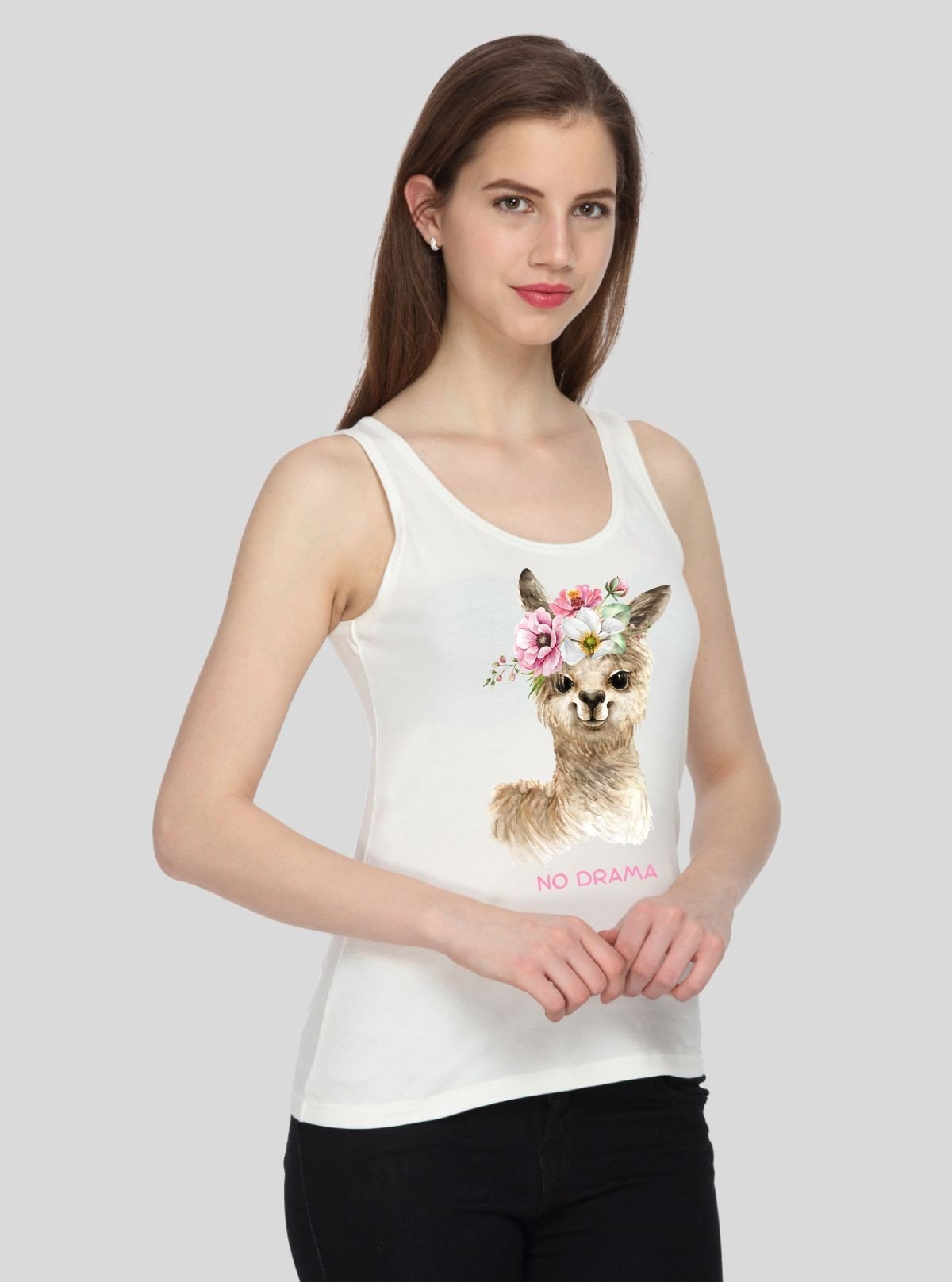 Women’s Creamy Sleeveless Printed Cotton Jersey Top – Boer and Fitch - Boer and Fitch