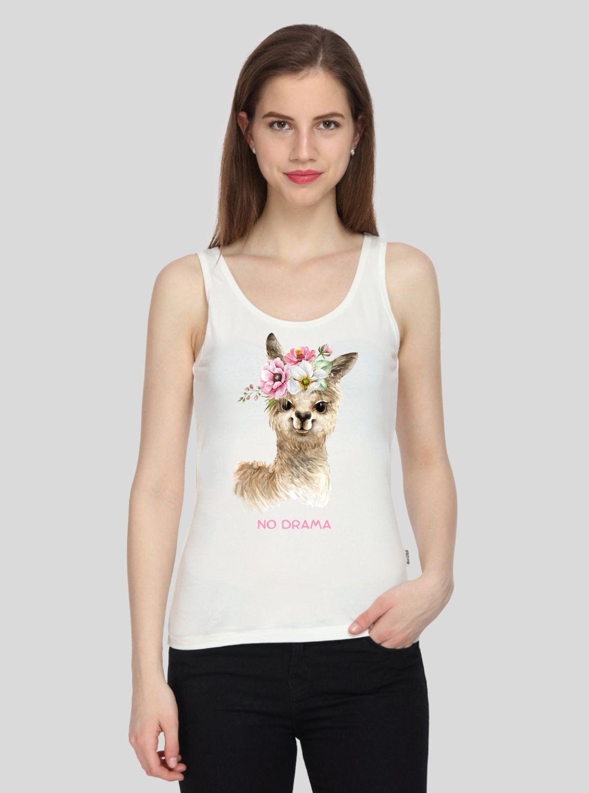 Women’s Creamy Sleeveless Printed Cotton Jersey Top – Boer and Fitch - Boer and Fitch