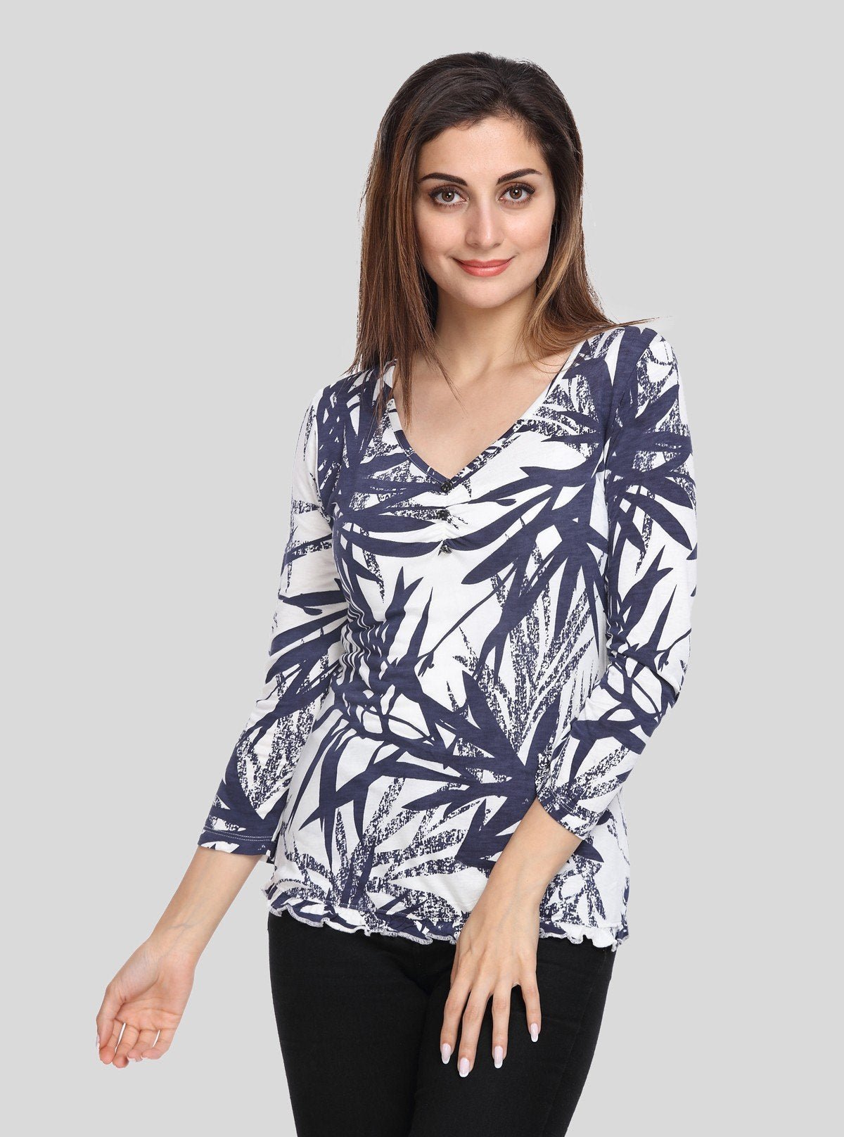 Women's Creepy Leaves Printed Top – Bold Nature - Inspired Style - Boer and Fitch