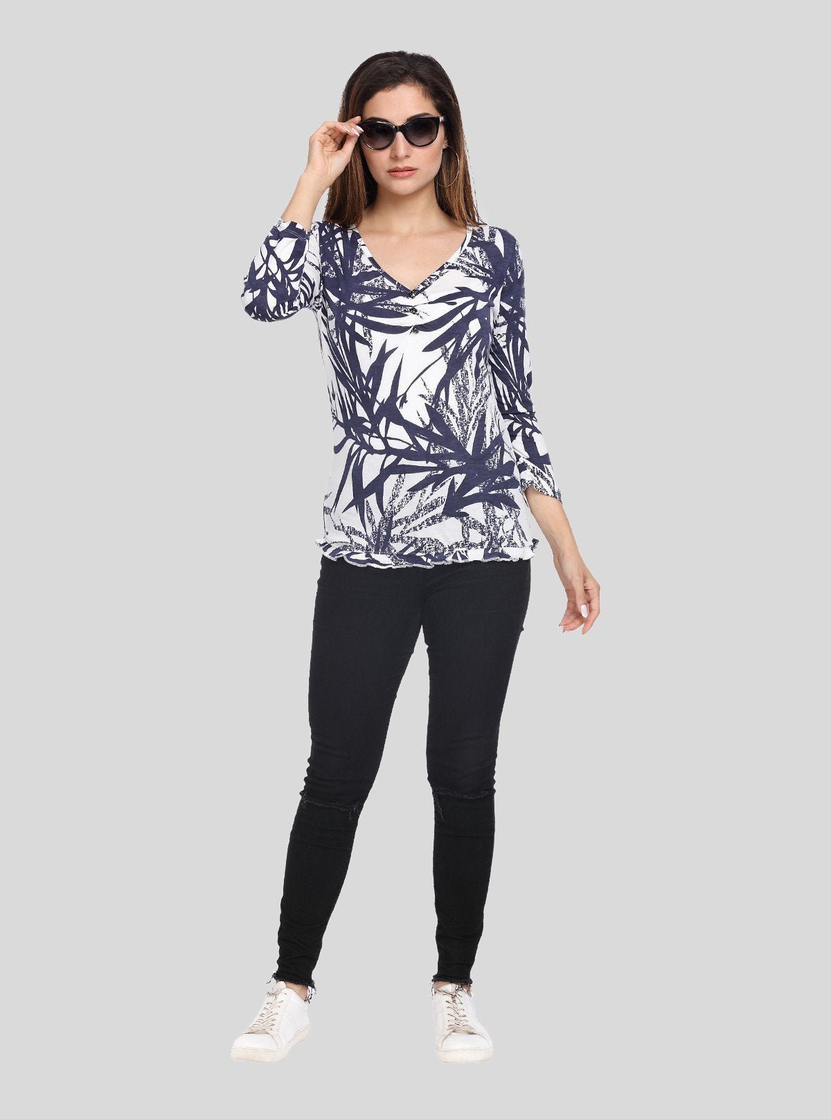 Women's Creepy Leaves Printed Top – Bold Nature - Inspired Style - Boer and Fitch