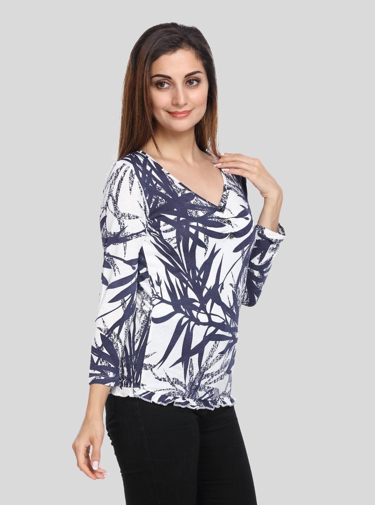 Women's Creepy Leaves Printed Top – Bold Nature - Inspired Style - Boer and Fitch