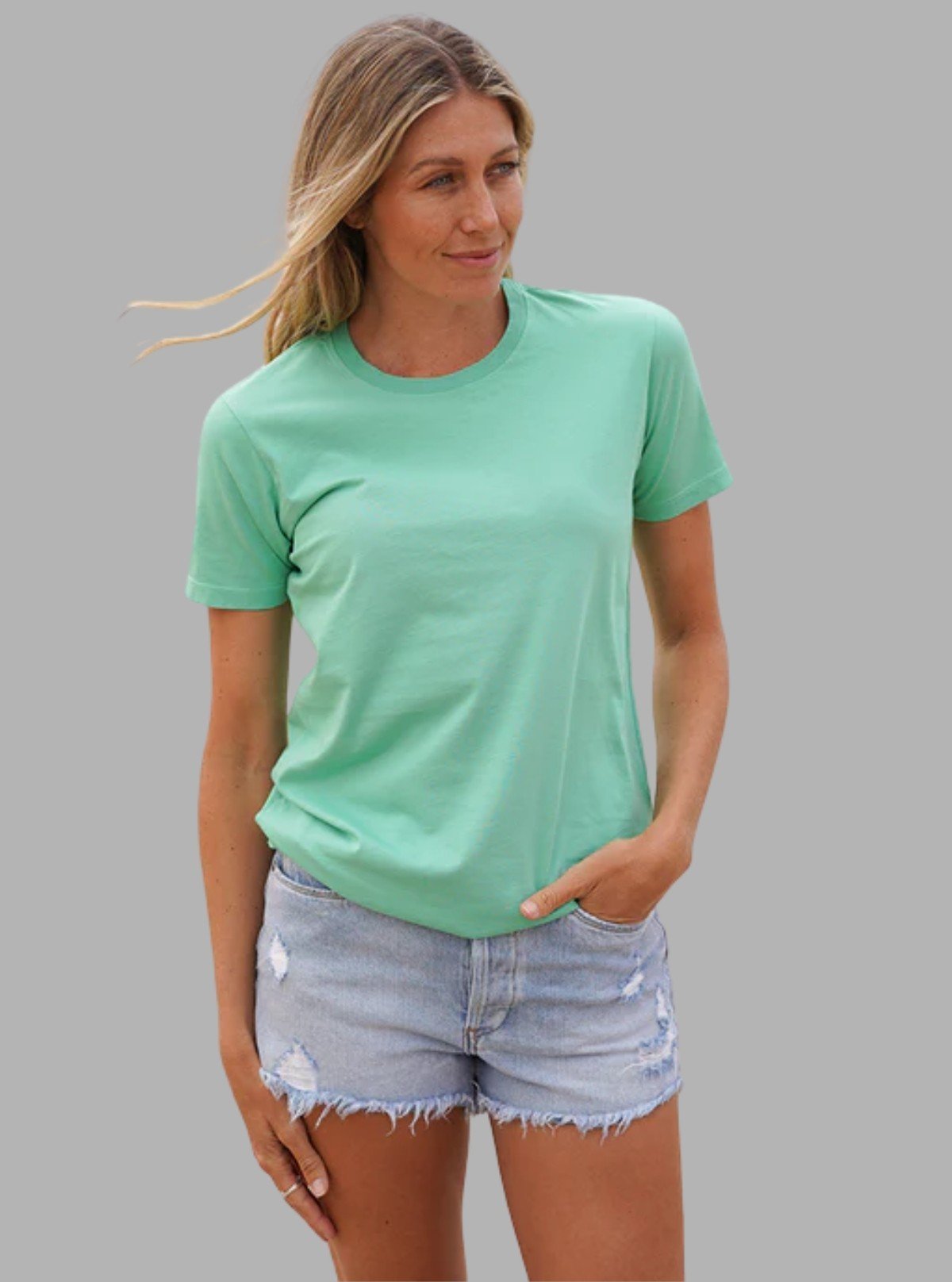Women's Deco Green Crew Neck Short Sleeve Cotton T-Shirt by Boer and Fitch - Boer and Fitch