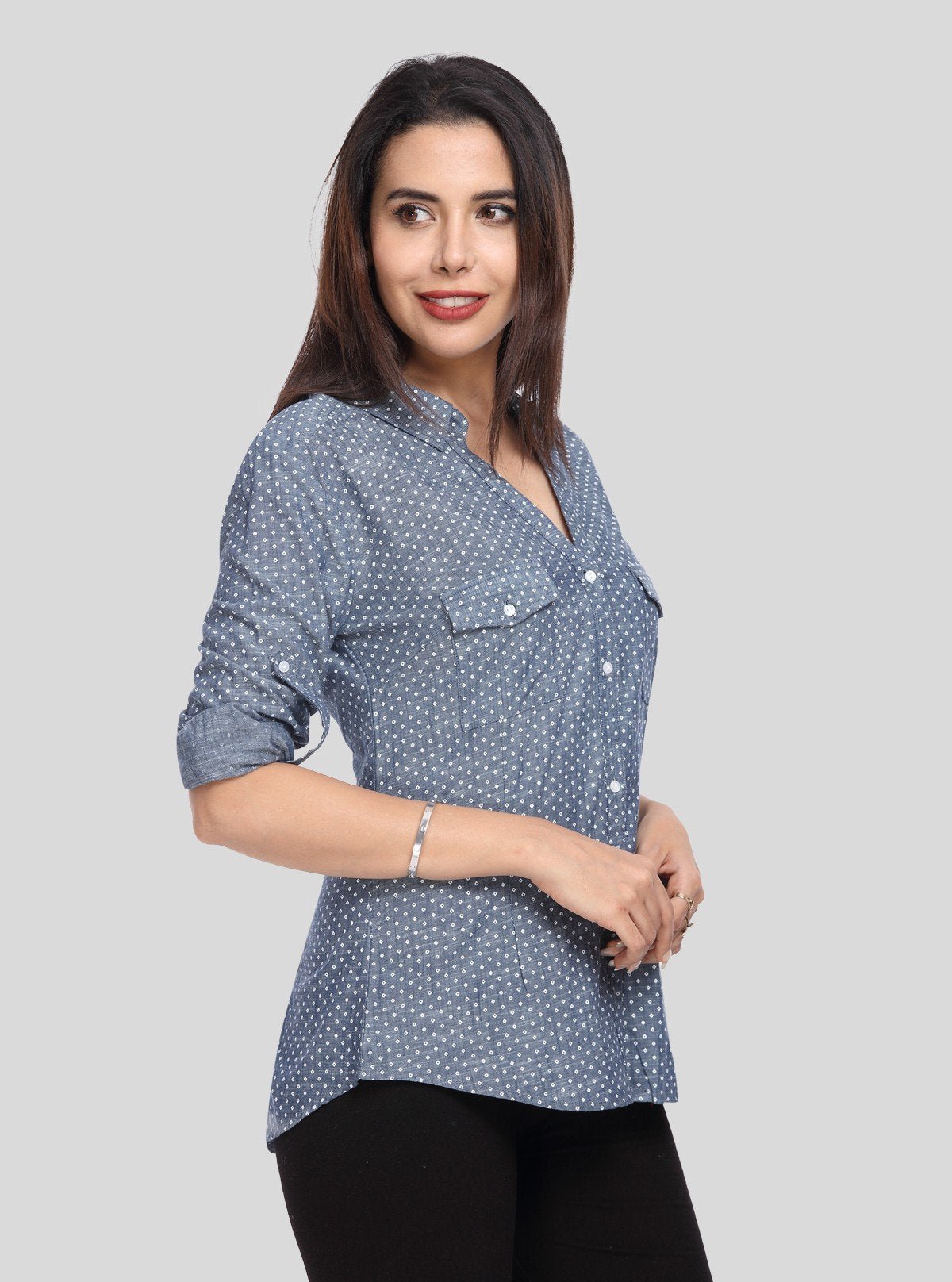 Women's Denim Polka Dot Long Sleeve Shirt – Boer and Fitch - Boer and Fitch
