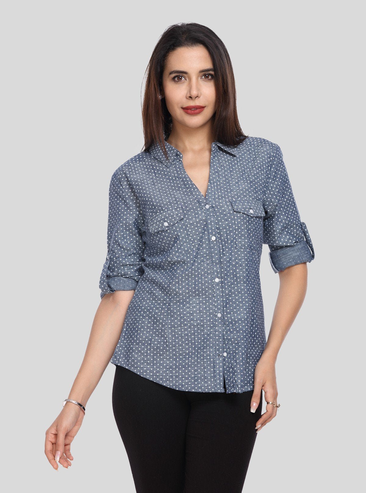 Women's Denim Polka Dot Long Sleeve Shirt – Boer and Fitch - Boer and Fitch