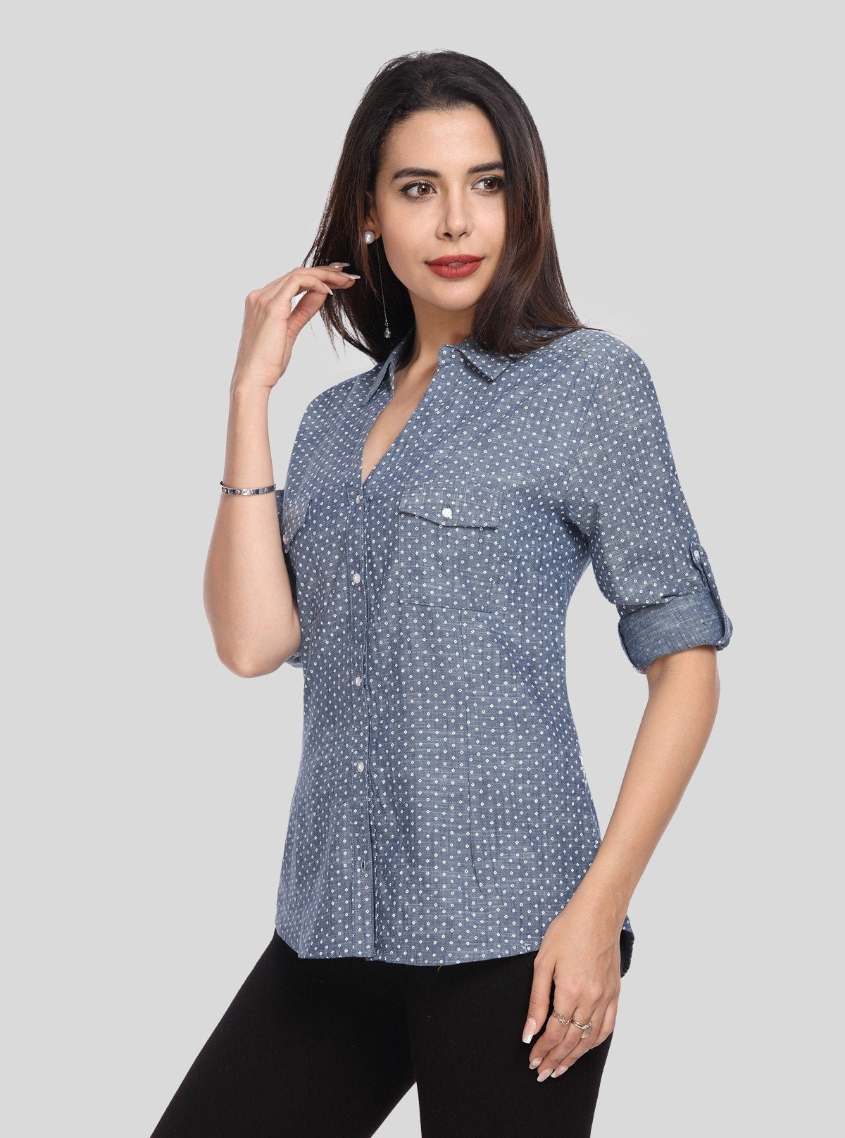 Women's Denim Polka Dot Long Sleeve Shirt – Boer and Fitch - Boer and Fitch