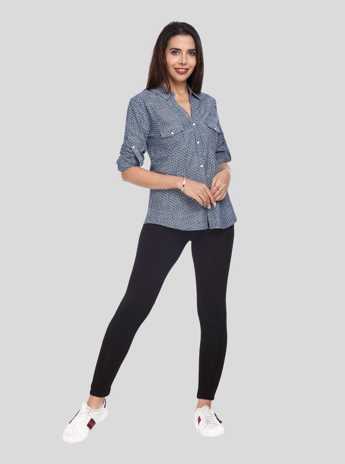 Women's Denim Polka Dot Long Sleeve Shirt – Boer and Fitch - Boer and Fitch