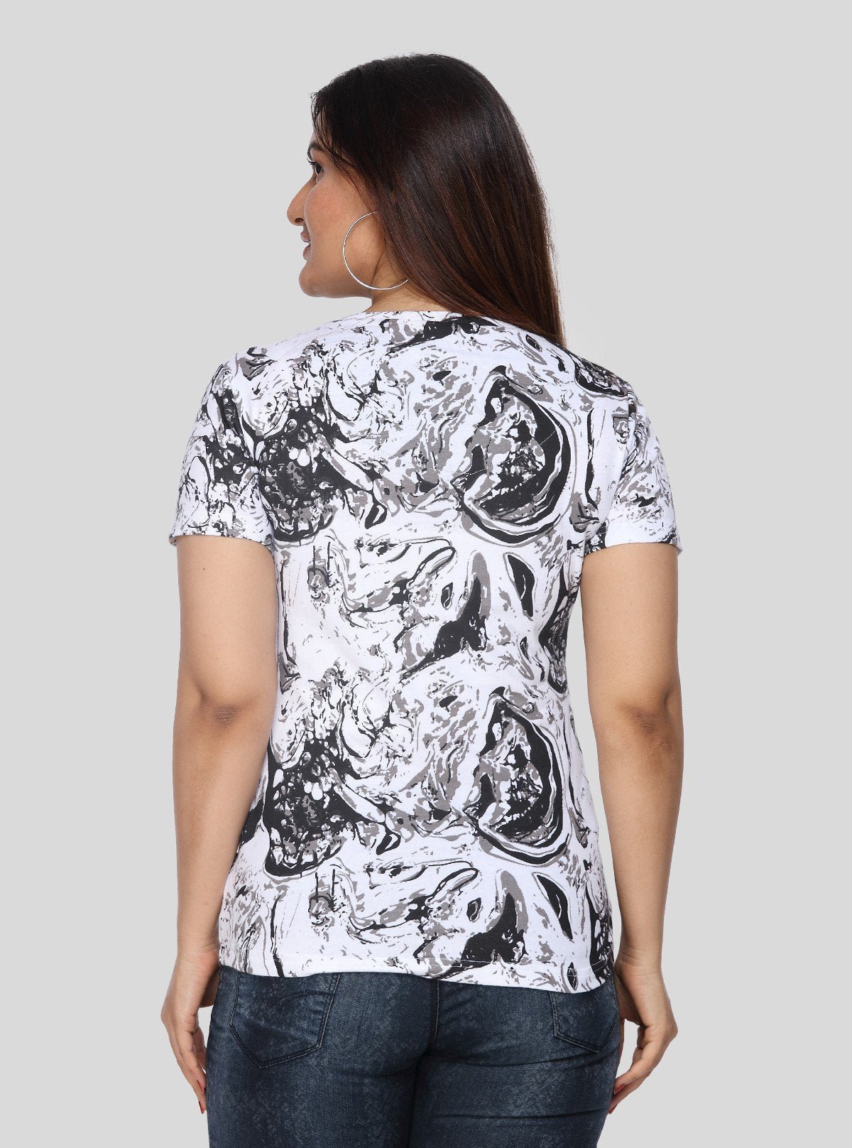 Women’s Distress Printed Cotton Jersey Top – Trendy Casual Wear by Boer and Fitch - Boer and Fitch